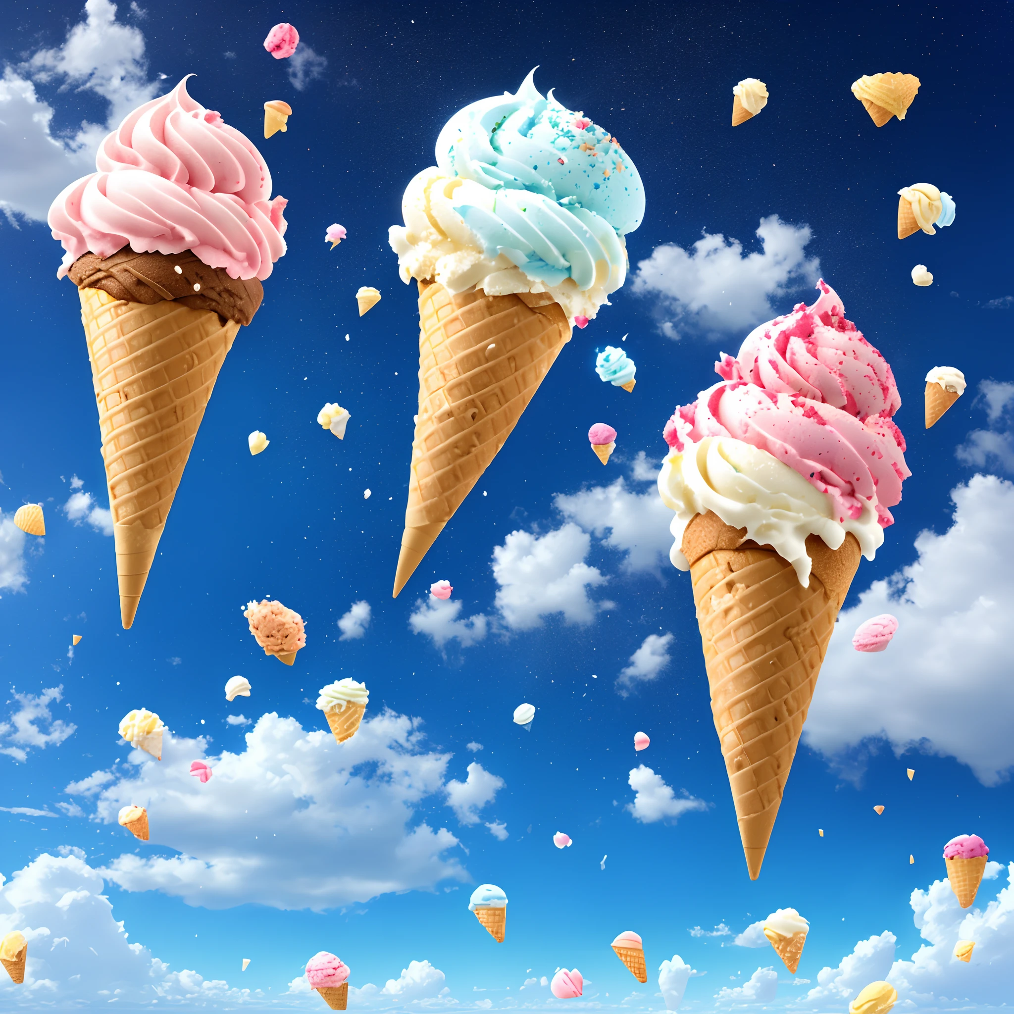 Ice cream falling from the sky
