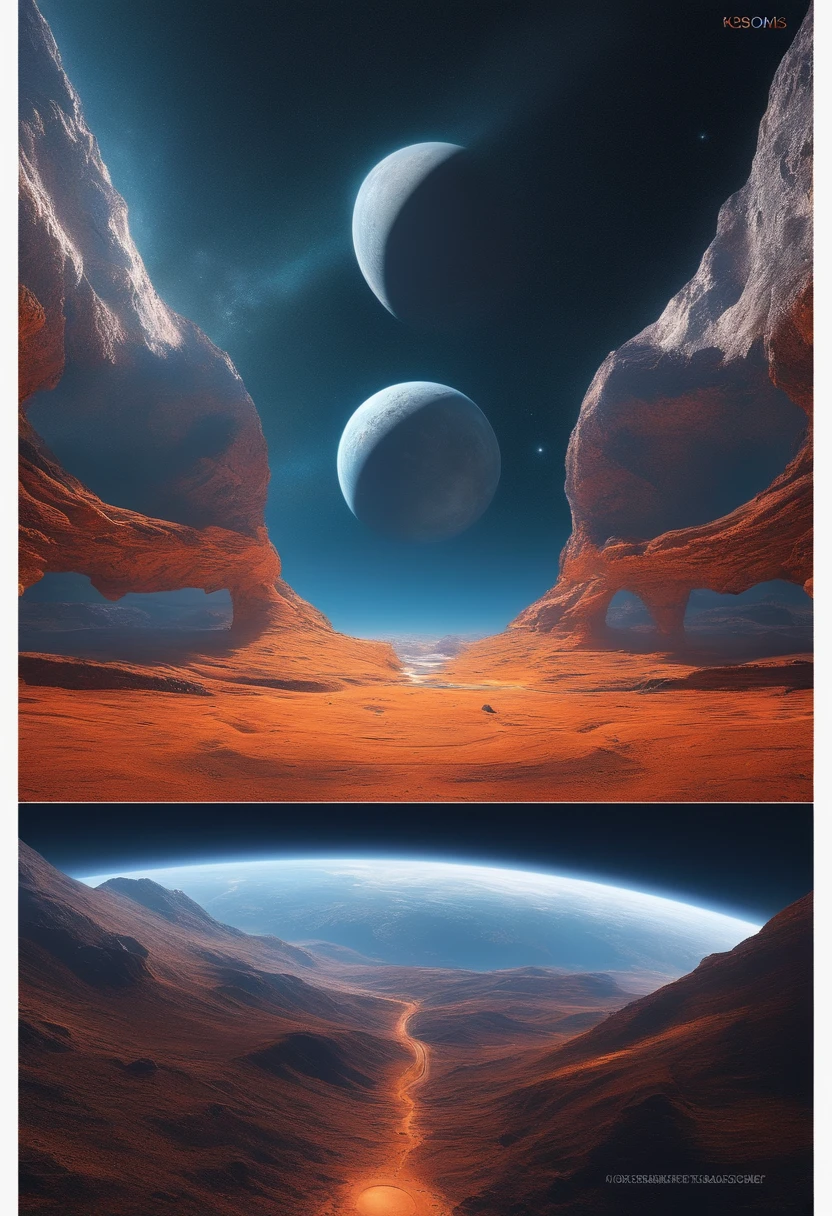 Utopian world、Awesome bright colors, ighly detailed, The perfect world, Reflective surfaces, Subsurface Dispersion, Beyond imagination, in 8K, wide angles、Sci-fi world、kosmos、planetes、a moon