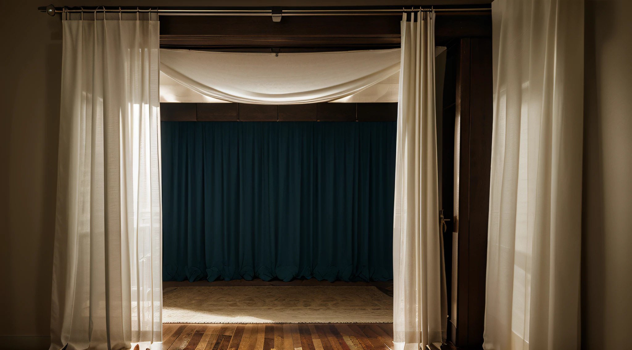 The Task Unveiled: An abstract representation of a concealed task gradually becoming visible and less daunting as a mysterious curtain is lifted, symbolizing the act of starting and unveiling the task