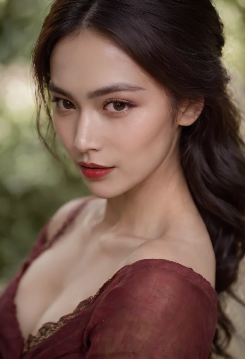 (((a deep reddish wound crosses her left cheek))) fair complexion, Thai be man around 30 years old, natural dark hair, distinctive brown eyes, shirtless , slender and graceful, handsome, candlelight in a medieval setting, ultra sharp focus, realistic shot, athletic , tetradic colors (scar:1.4)