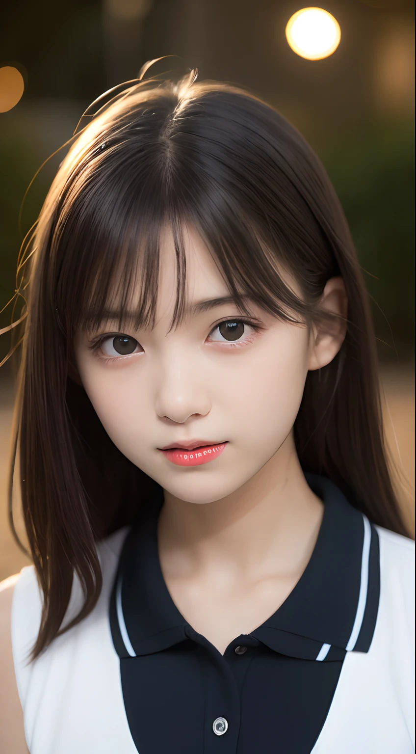 highest quality,photo quality,8K,ultra high resolution,professional lighting,(LDH),18-year-old,The best beautiful actress,Detailed drawn face,black hair,short bangs,princess cut,(Japanese high school uniform:1.3),mini skirt,