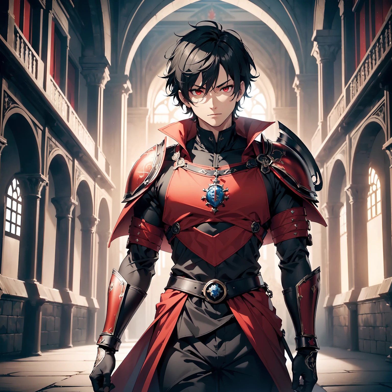128K Ultra High Definition,
128K Ultra High Quality,
128K Ultra High Resolution,
Best Definition,
Best Quality,
Best Resolution,
Perfectly Detailed,
Perfectly Designed,
Extremely Detailed,
Extremely Designed,
Hyper Detailed,
Hyper Definition,
Hyper Quality,
Hyper Resolution,
Masterpiece,
(((Anime))),
Body Shot,
(((Boy))),
Handsome,
Muscular Body,
(((Black Short Hair))),
(((Red Eyes))),
(((Hyper Detailed & Perfectly Designed With Ultra High Quality Blue Warlord Armor))),
(((Inside Of Medieval Royal Palace Background Scenery))),