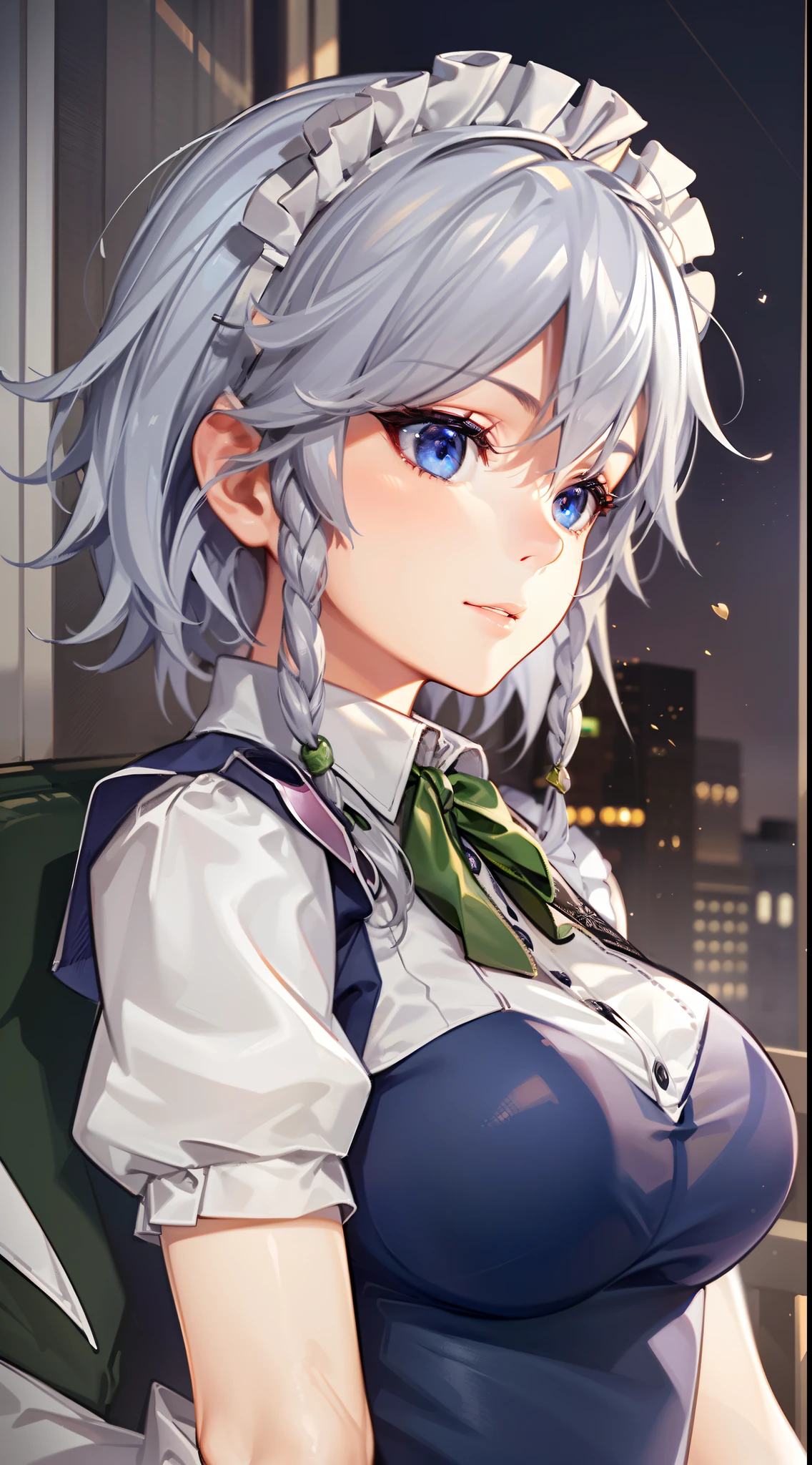 (Unity 16K Wallpaper, masutepiece, Best Quality, Ultra-detailed, extremely details CG, Cinematic lighting, Detailed, Beautiful detailed eyes, Solo),超A high resolution,Fine skin,A sexy,maid, maid apronl, Maid headdress,Knives