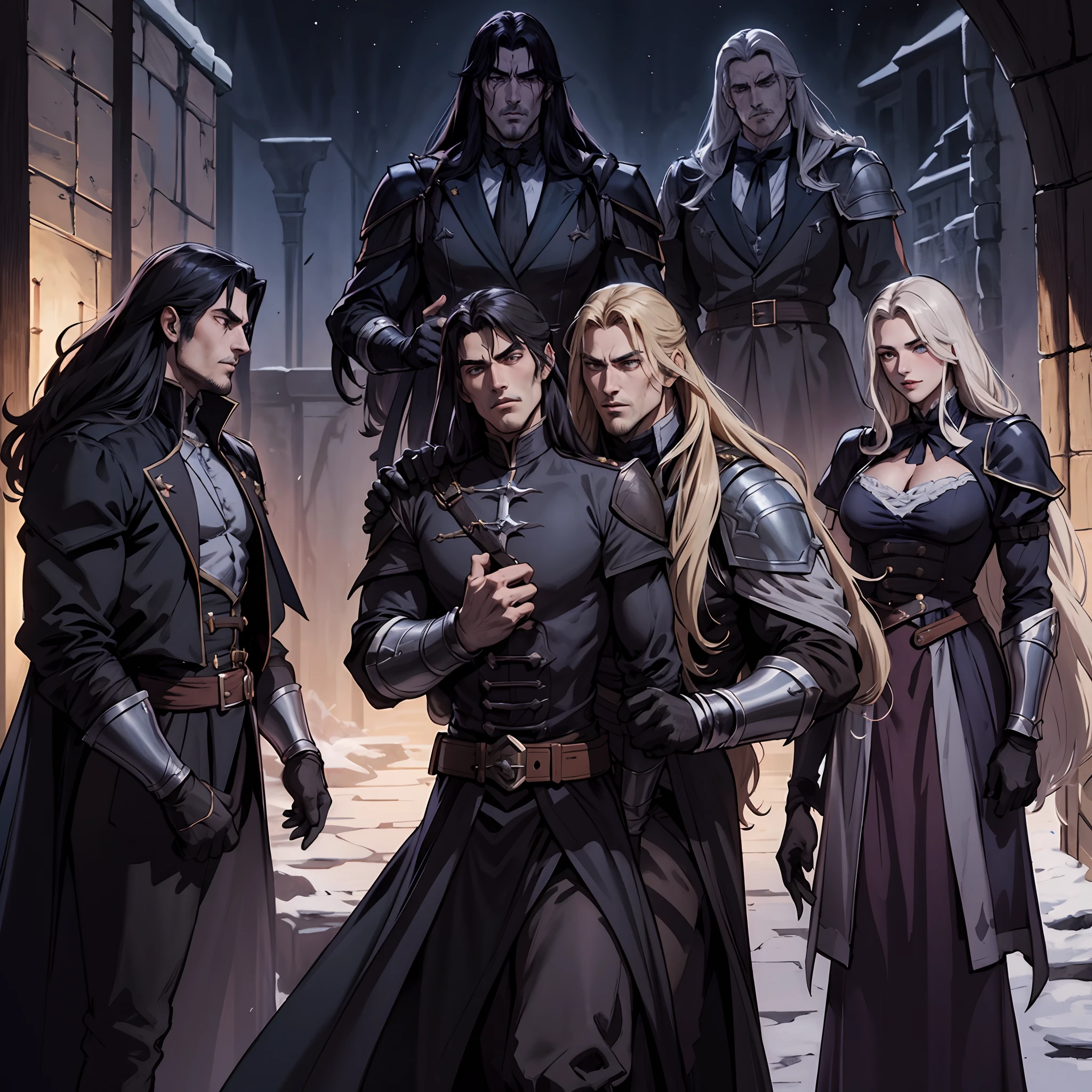 Castlevania seigneur de l’ombre hyper réaliste super détaillé plan dynamique pièce maîtresse scène de Lord Dracula menant des troupes armée de démons au combat détails pointus hokuto no ken kenshiro muscular handsome warrior s style