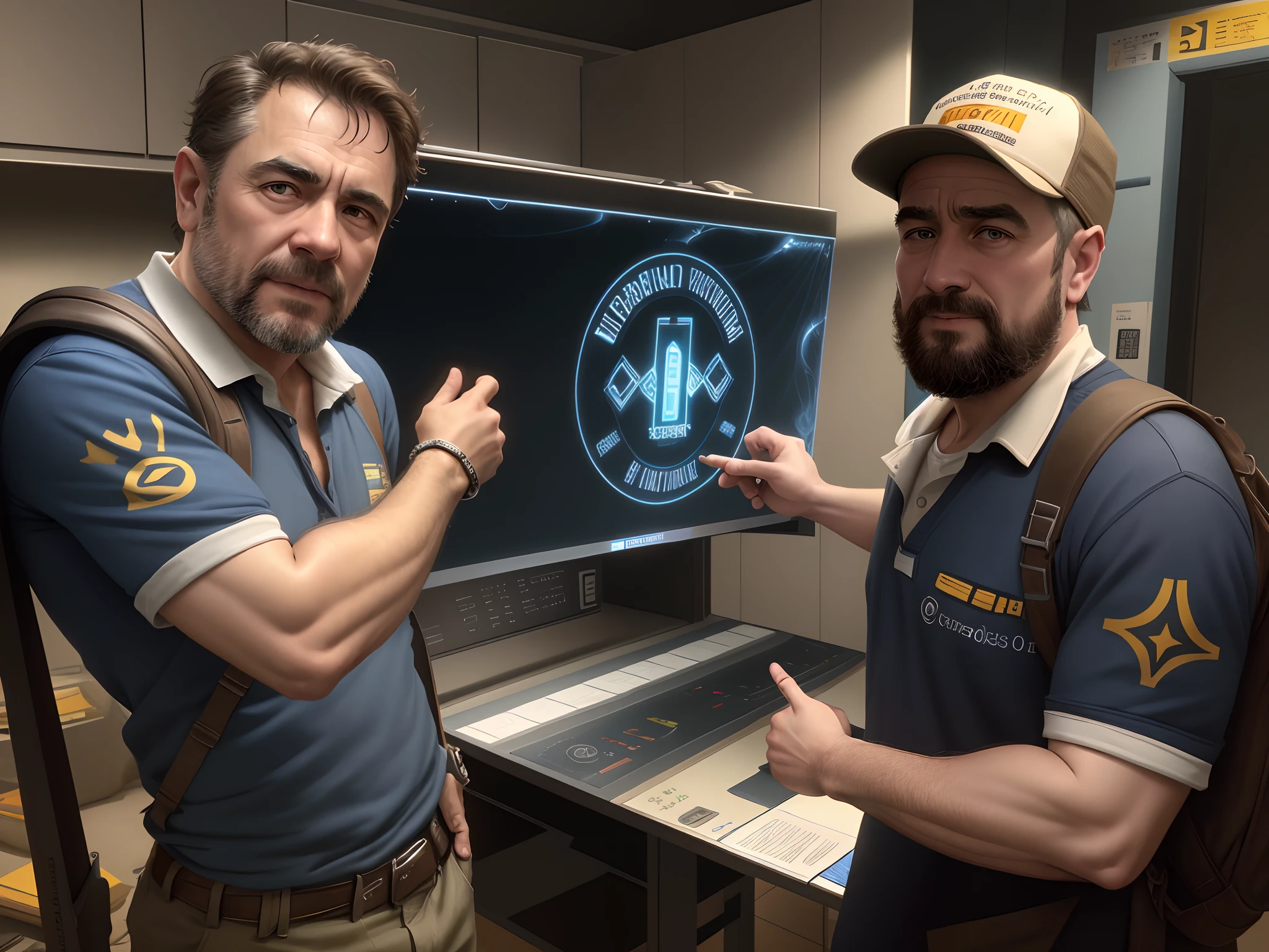 they are two men standing next to each other in a room, Directed by: Warren Mahy, trending ,, Postagem no Reddit, Greg Rutkowski e Craig Mullins, 2 0 1 9, 2019, Craig Mullins e Greg Rutkowski, 2 0 2 0, 2020, Greg Rutkowski e Edgar Maxence, Directed by: Fernando Gerassi