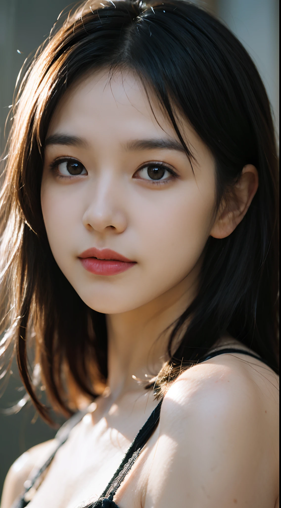highest quality, masterpiece, Ultra-high resolution, (Realistic:1.4), RAW Photos, 32K Portrait, Very detailed, Cowboy Shot, Dynamic pose, One girl, 36 years old, The most famous Japanese idol、Japan's most popular cheerleader, Wearing only a yellow sleeveless cheerleader uniform, An innocent smile, View your viewers, Upturned buttocks, Very cute face, Stunningly beautiful big black eyes, Very beautiful hair, Very beautiful lips, Very beautiful skin, Very beautiful breasts, Very beautiful body, Very beautiful arms, Five perfect fingers, Very beautiful buttocks, Very beautiful thighs, Detailed face, Fine grain, Detailed Hair, Detailed lips, Detailed Skin, Detailed body, Detailed Weapons, Detailed five fingers, Detailed yellow sleeveless cheerleader uniform, Detailed hips, Thigh details