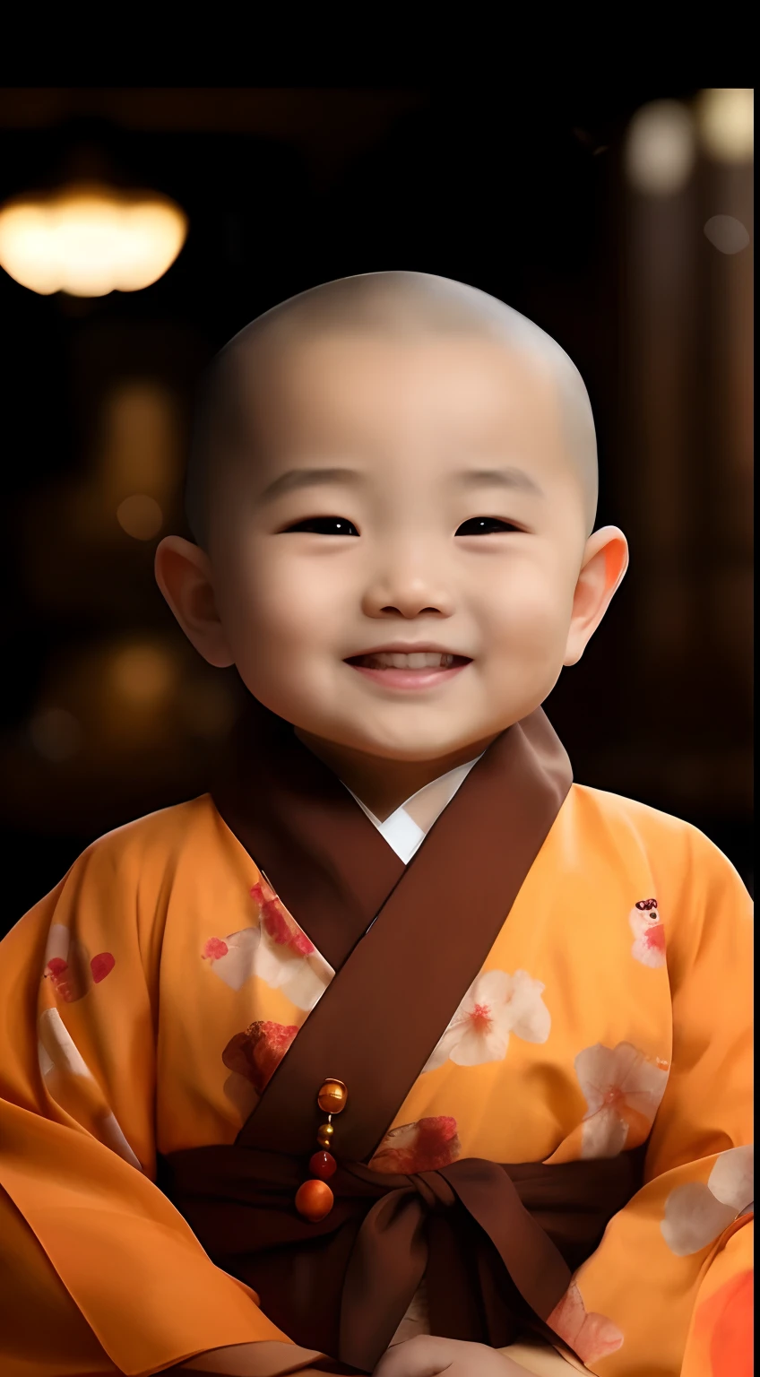 Asian  sitting on a chair in kimono, lovely digital painting, monk clothes, Innocent smile, yanjun cheng, Buddhist, Inspired by Hu Zaobin, high quality portrait, wan adorable korean face, portrait shooting, Cute boy, cute portrait, close up portrait shot, ruan jia beautiful!, younppy kids, beautiful smiling