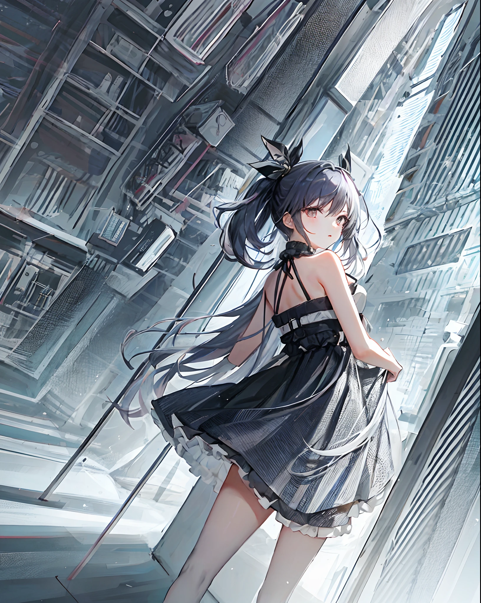 futuristic background building high bar punk girls