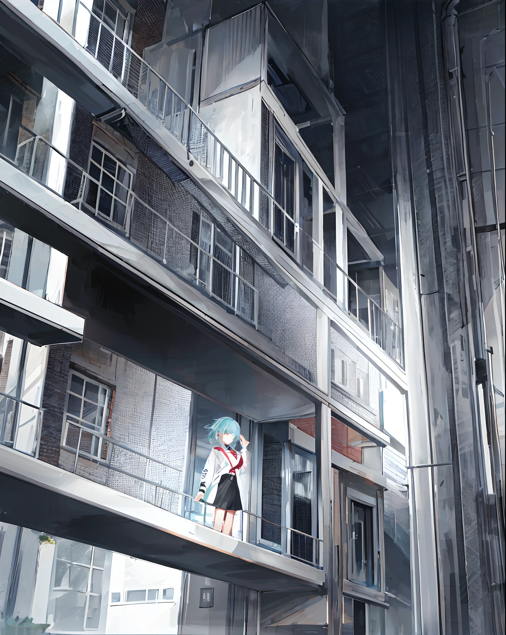 futuristic background building high bar punk girls