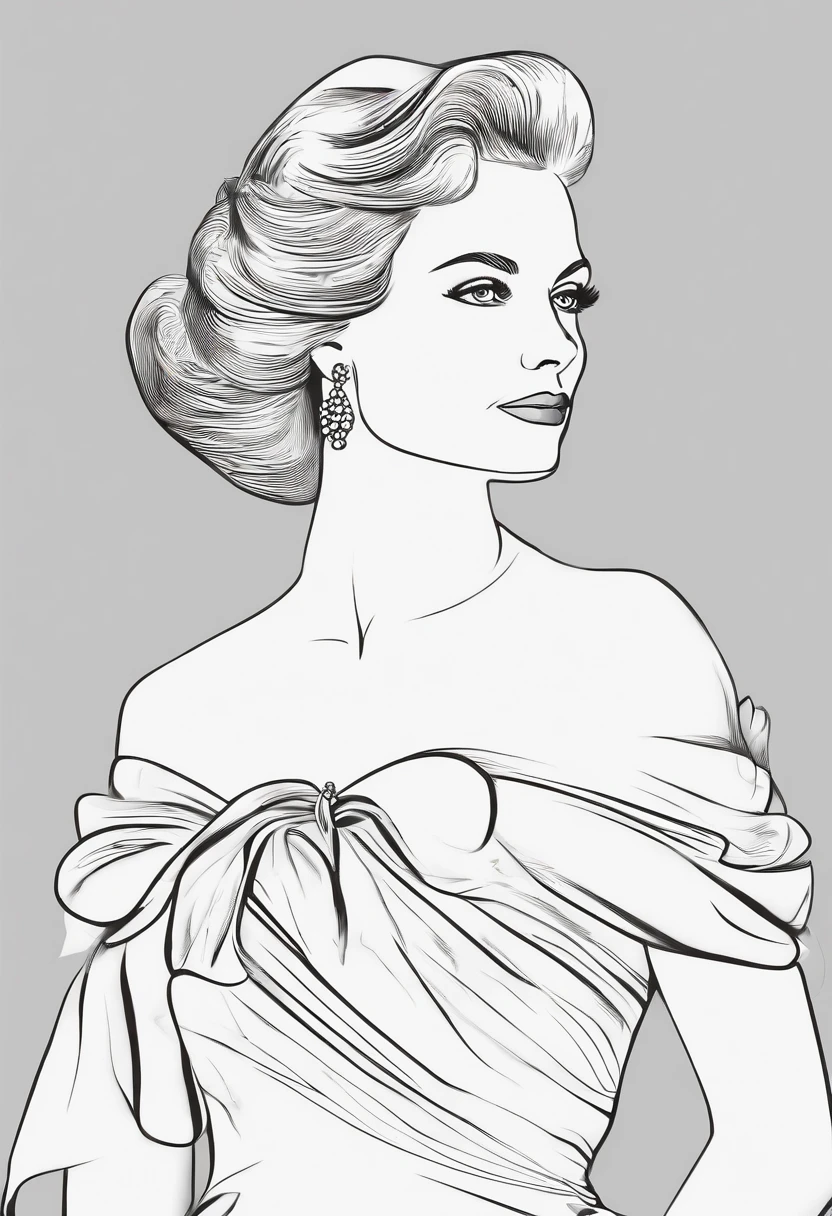 1980s style, Design sketch, Princess Grace's royal wedding dress updated for the late 1980's with a Cinderella aesthetic, influenced by Princess Diana's and Sarah Ferguson's wedding dresses