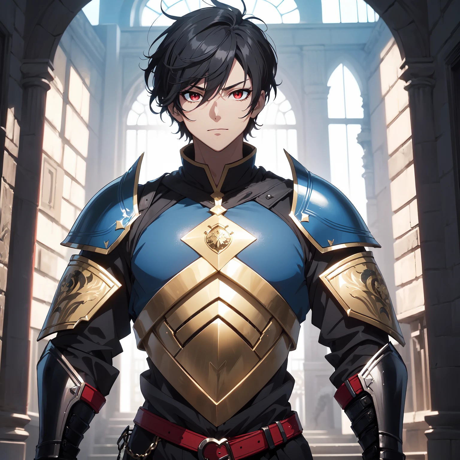 128K Ultra High Definition,
128K Ultra High Quality,
128K Ultra High Resolution,
Best Definition,
Best Quality,
Best Resolution,
Perfectly Detailed,
Perfectly Designed,
Extremely Detailed,
Extremely Designed,
Hyper Detailed,
Hyper Definition,
Hyper Quality,
Hyper Resolution,
Masterpiece,
(((Anime))),
Body Shot,
(((Boy))),
Handsome,
Muscular Body,
(((Black Short Hair))),
(((Red Eyes))),
(((Hyper Detailed & Perfectly Designed With Ultra High Quality Blue Warlord Armor))),
(((Inside Of Medieval Royal Palace Background Scenery))),