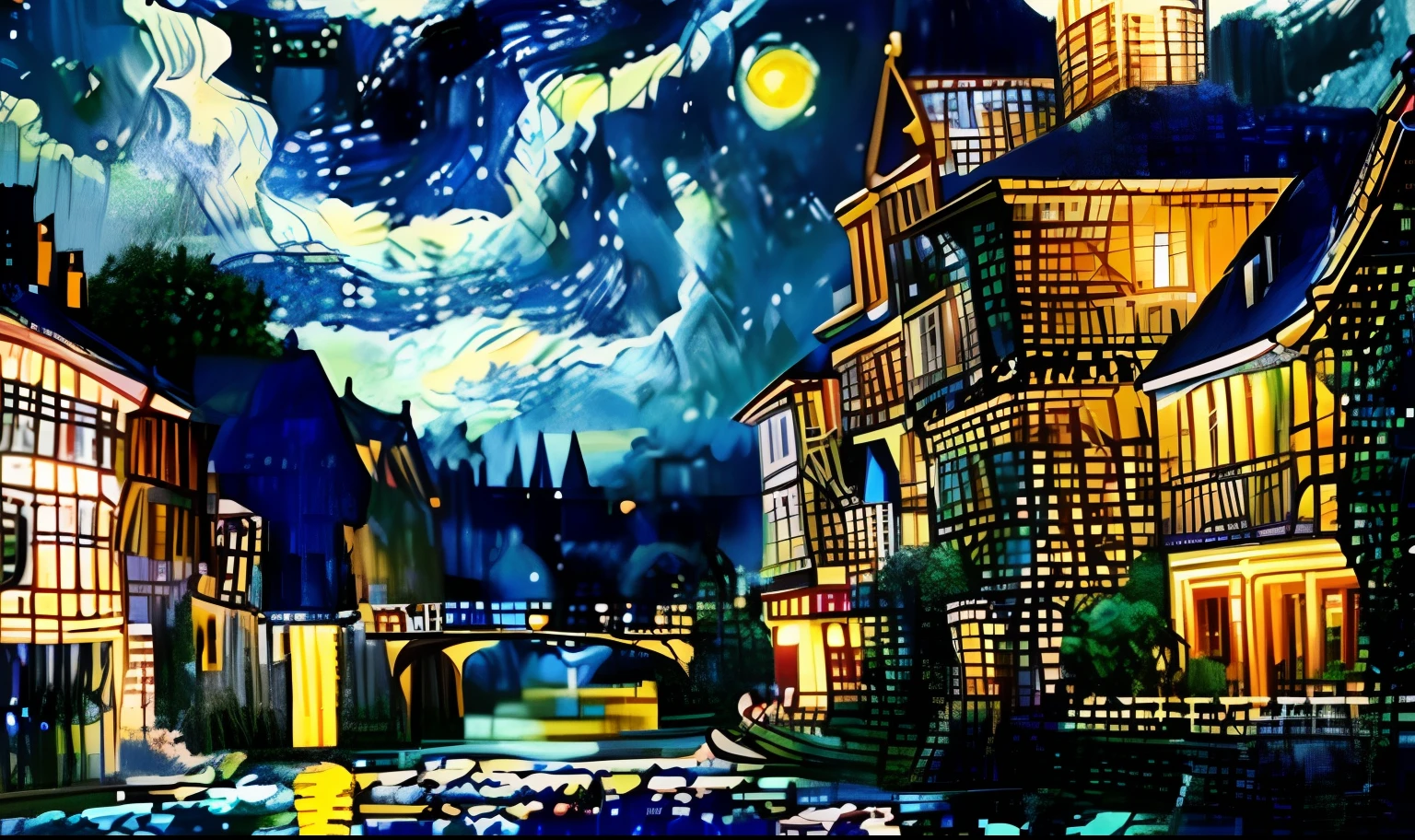 Saisburg’s night view, in Van Gogh's style