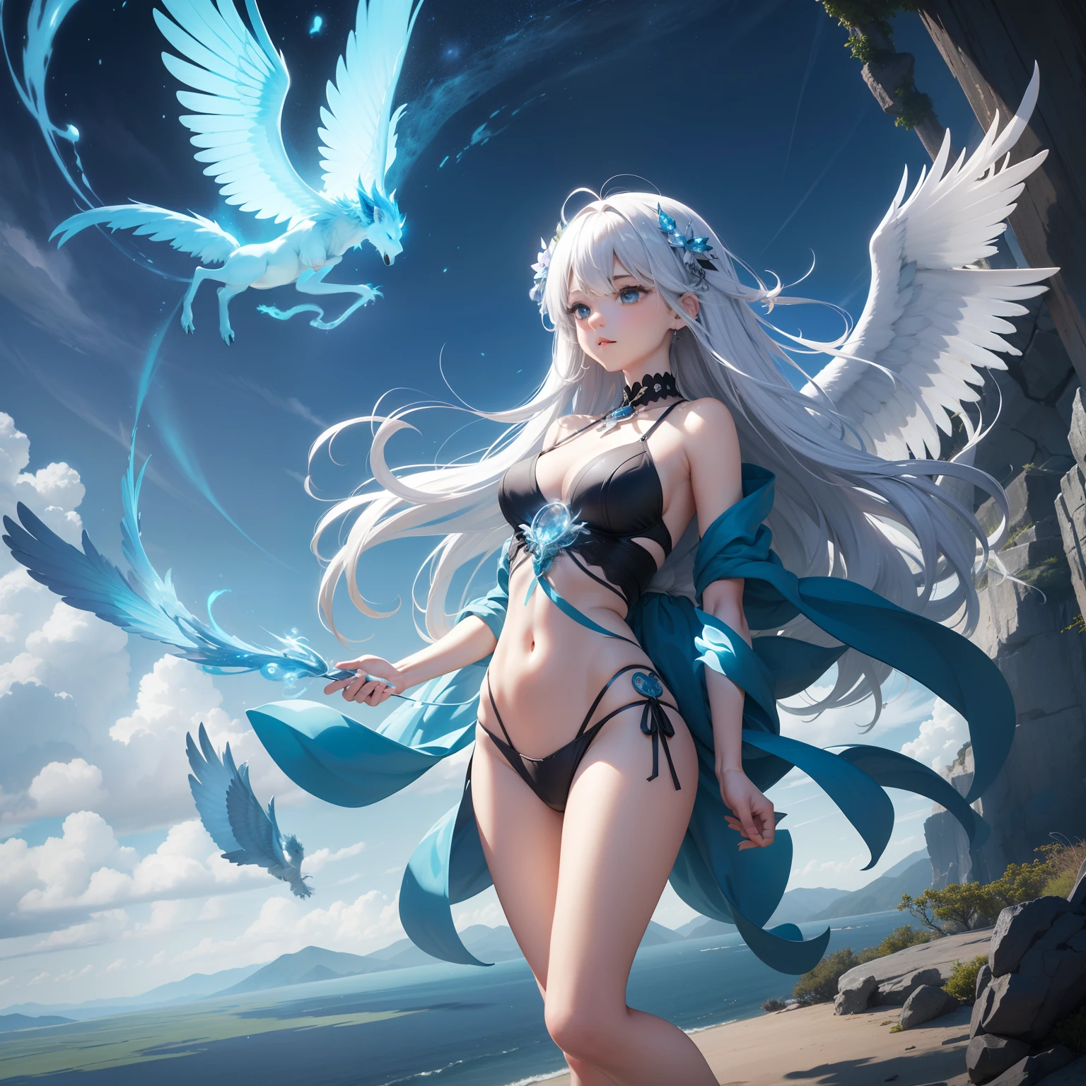 Air element keywords:
Air spirit
Control winds and storms
Intangible existence
Free spirit
Connection with nature
Vitality and wisdom
One of the four elements
Mysterious creatures
Amazing creatures
Embody the power of nature personification femele hposing Gravure Idol a beauty girl mistic Fictional creatures Chimera