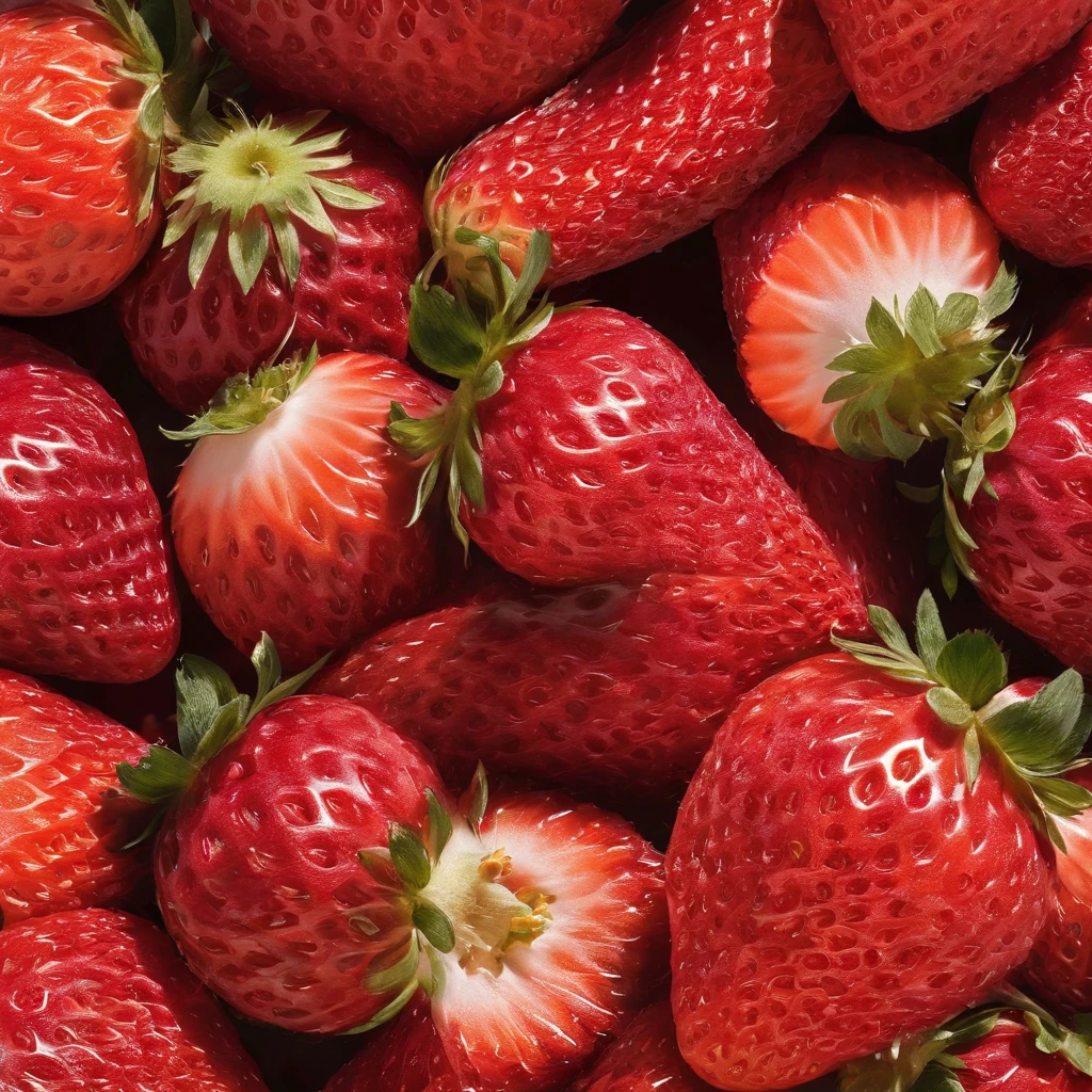 red colour,Close-up of a strawberry,Appetite,Realisticstyle,senior color matching,exquisitedetails,Strawberry packaging design