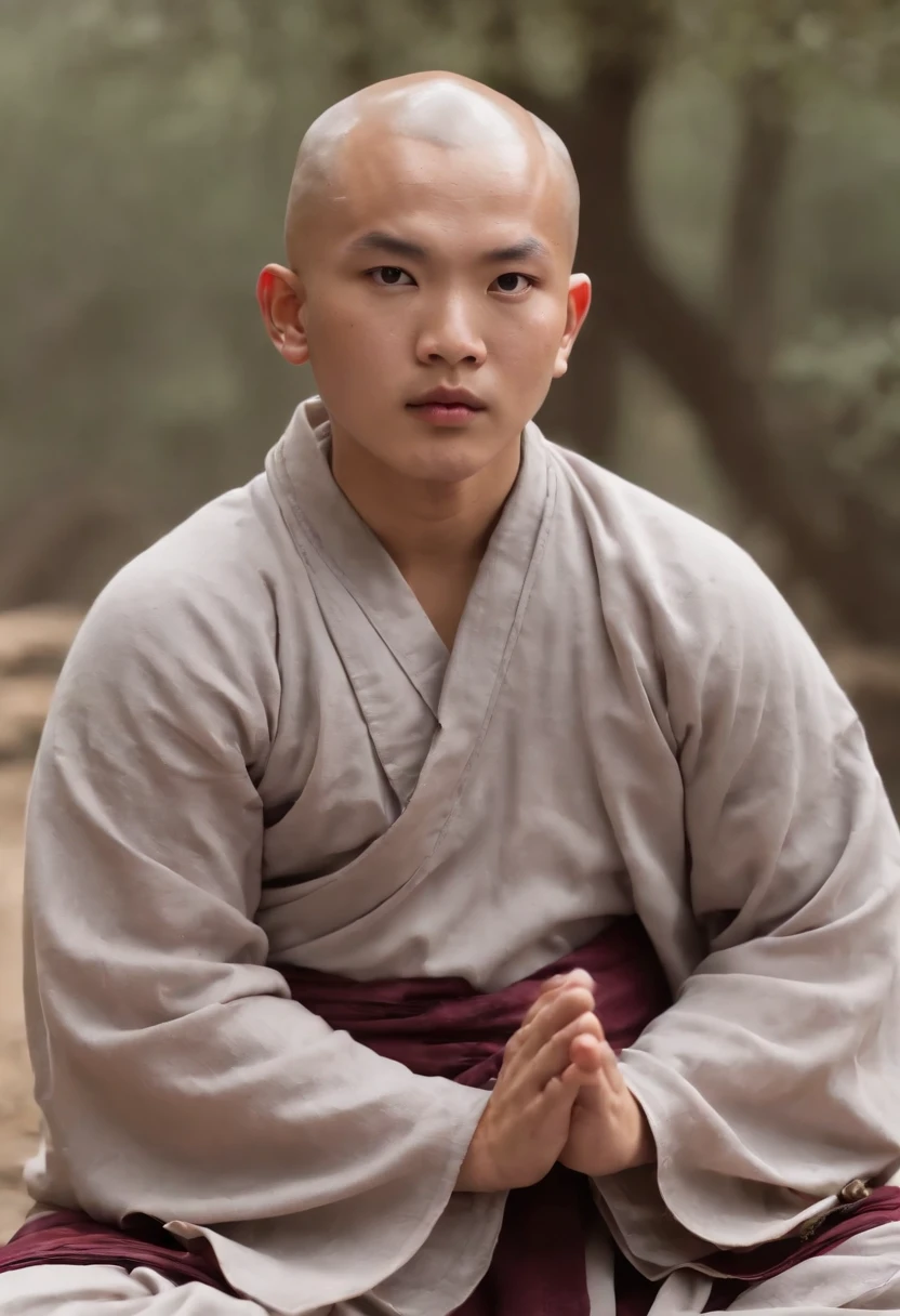 Handsome Heartless Mage、(((1 juvenile,bald-headed,buddhist monk,full bodyesbian,tear-mole:))),full bodyesbian,Sharp eyes,Clear facial features,Angular,dressed white hanfu,Chinese Kung Fu,Powerful dynamic posture,The body is surrounded by purple mist,Runes surround you,Martial arts action,Holographic reality,holographic halo,dynamic blur,Game lighting effects,rim-light,Soft light,cinematic rim light,The light is delicate