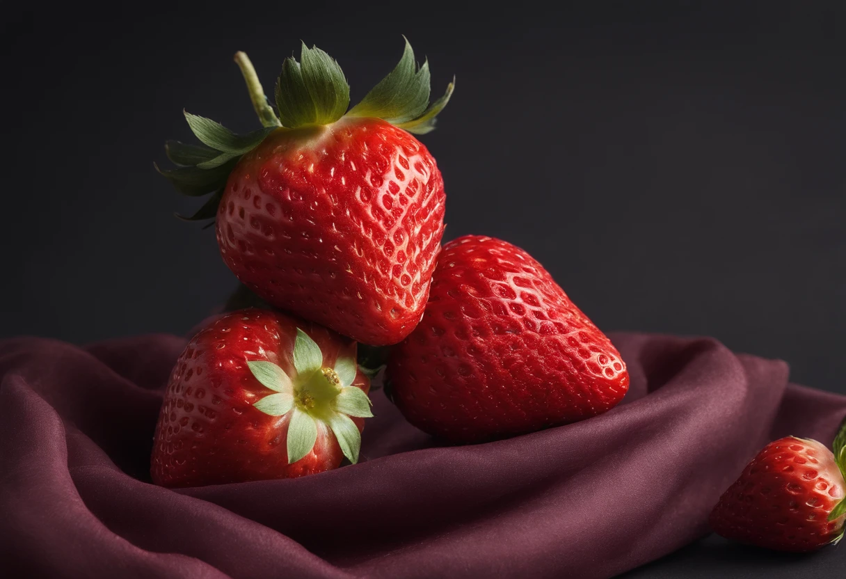 red colour,Close-up of a strawberry,Appetite,Realisticstyle,senior color matching,exquisitedetails,Strawberry packaging design
