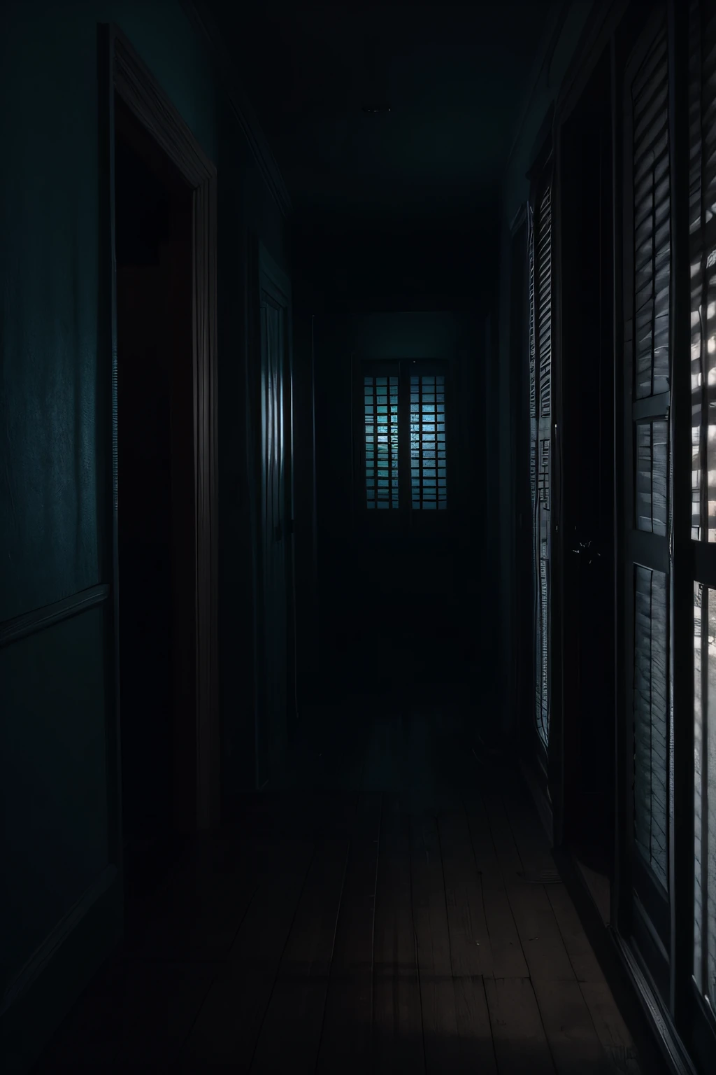 old shutters、eerie atmosphere、old apartment、
dark atmosphere、