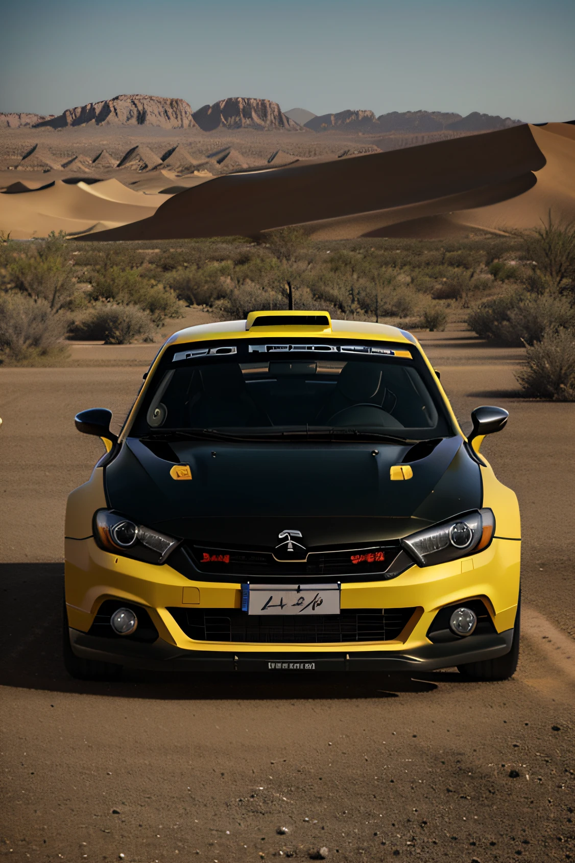 1 car, rally car, fast car, desert, liveries, ultra sharp image, high definition, cinematic lighting, high resolution, high quality, 8k, neoprene, ultra sharp focus