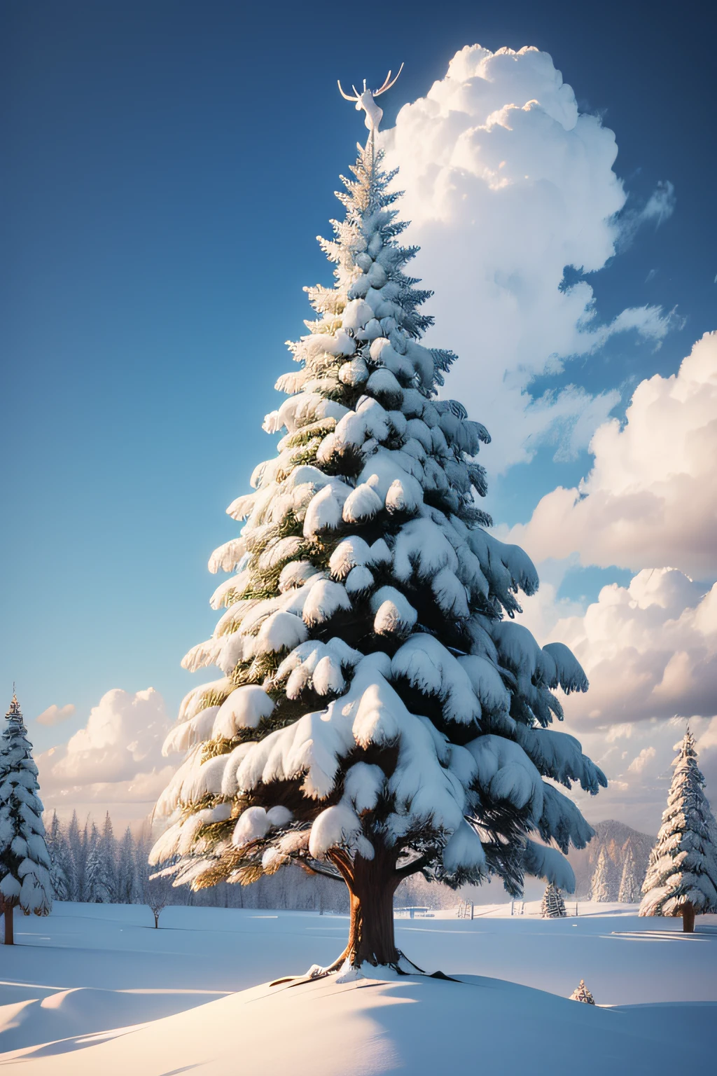 arvore pinheiro, cartoon, neve, natal
