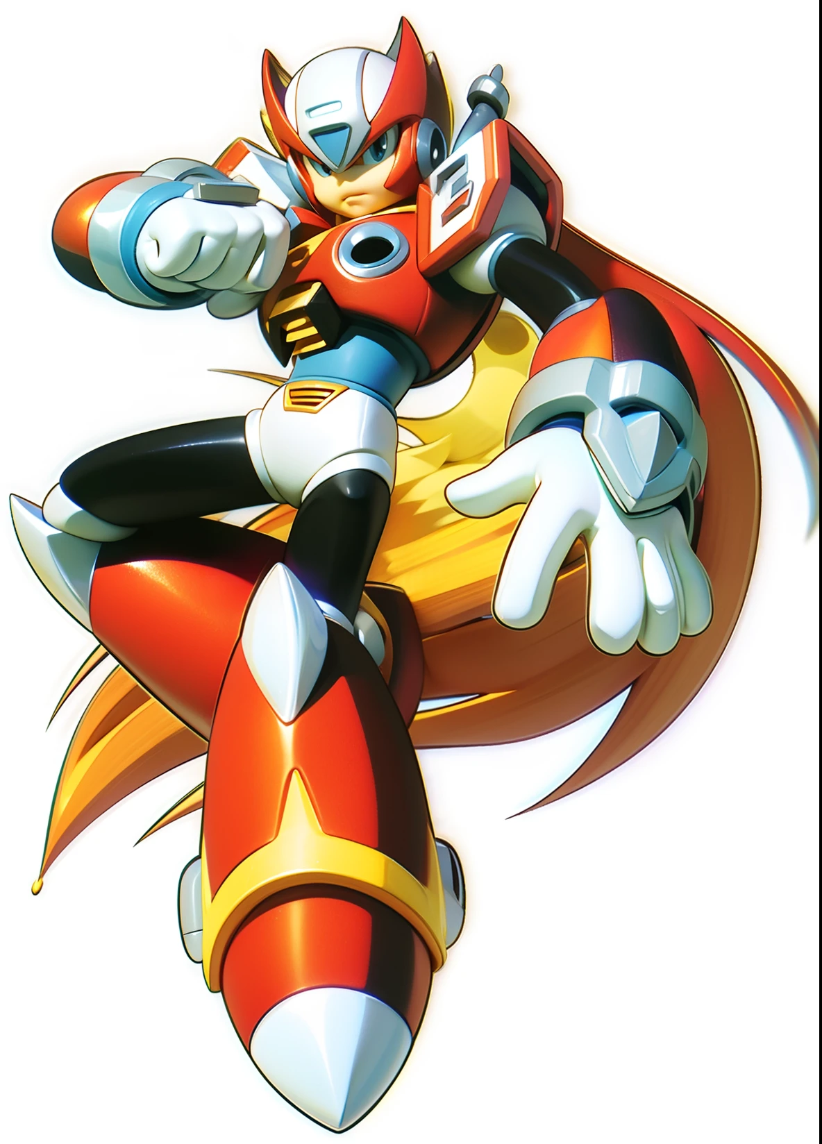 Mega Man X by On Devite, MegaMan, MegaMan, heroic kicking pose, this character has cryokinesis, offcial art, super super dynamic dynamic pose, heroic action pose, heroic masculine pose, fightingpose, Humanoid form, hero pose, inspired by Kōno Michisei, attack pose, Fighting posture, official character art, MegaMan，。.。.。.3D