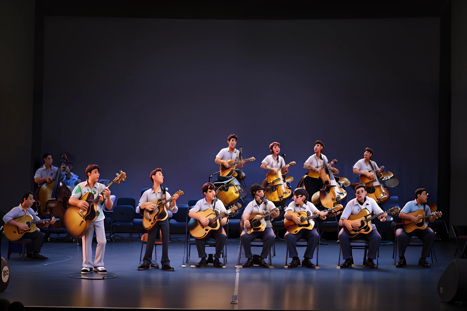 uma big band jazz estilo disney pixar, alta qualidade, melhor qualidade