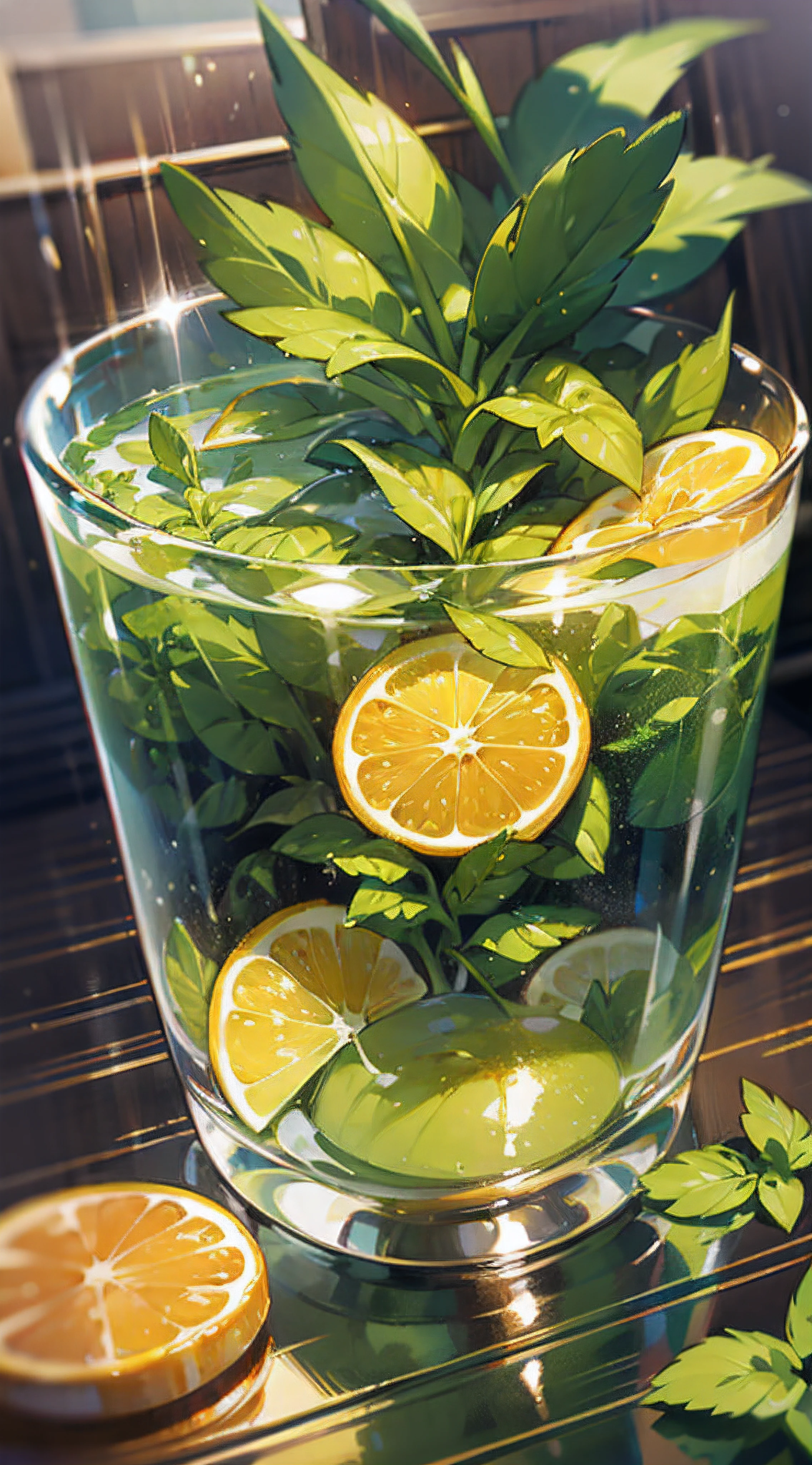 Isometric, Mojito, Mint, Lemon, Jelly, Glass, Flower, Pixel Art, Rich Detail, HD 8K