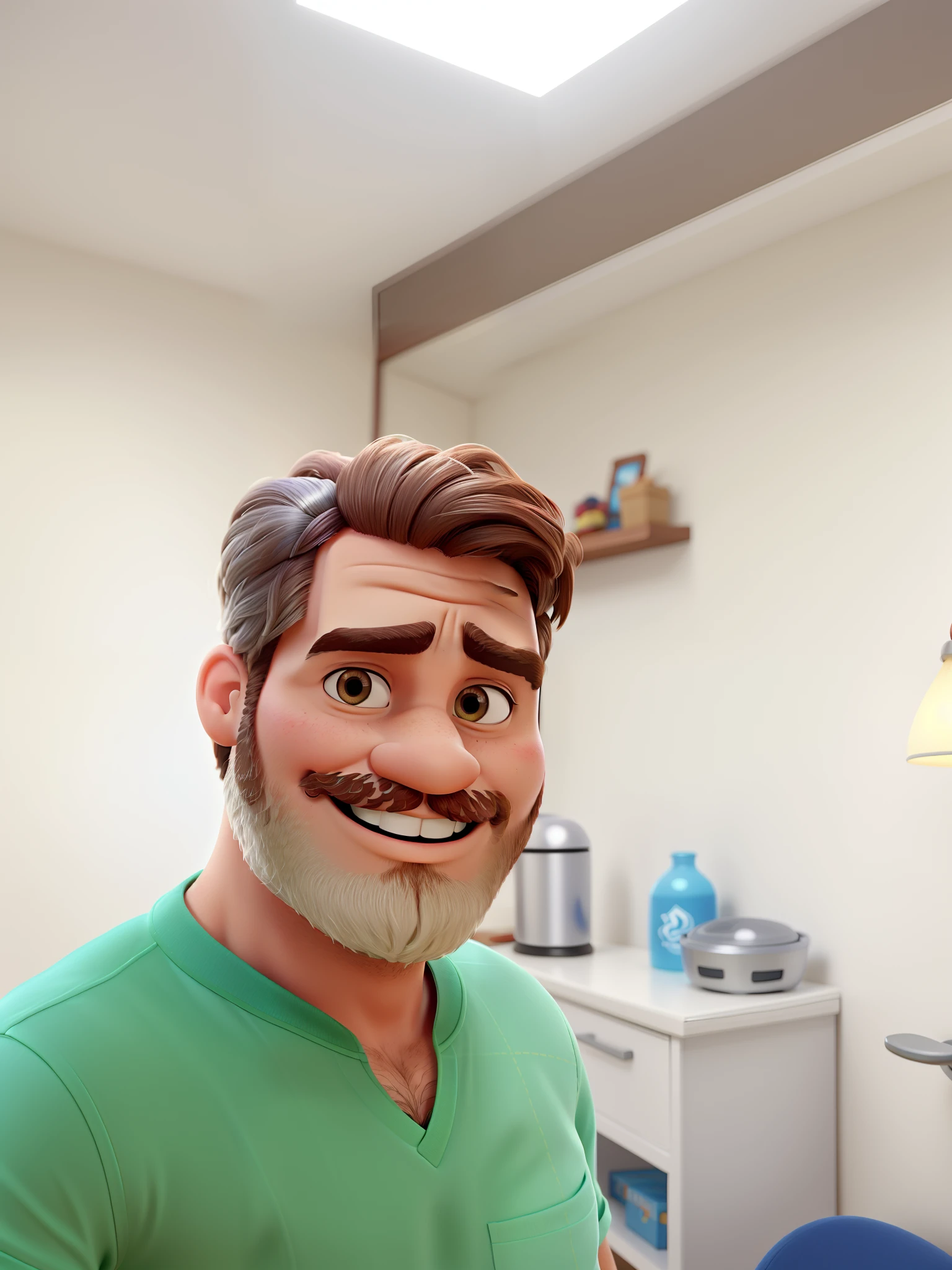 Um homem com a barba grisalha estilo disney pixar, alta qualidade, melhor qualidade