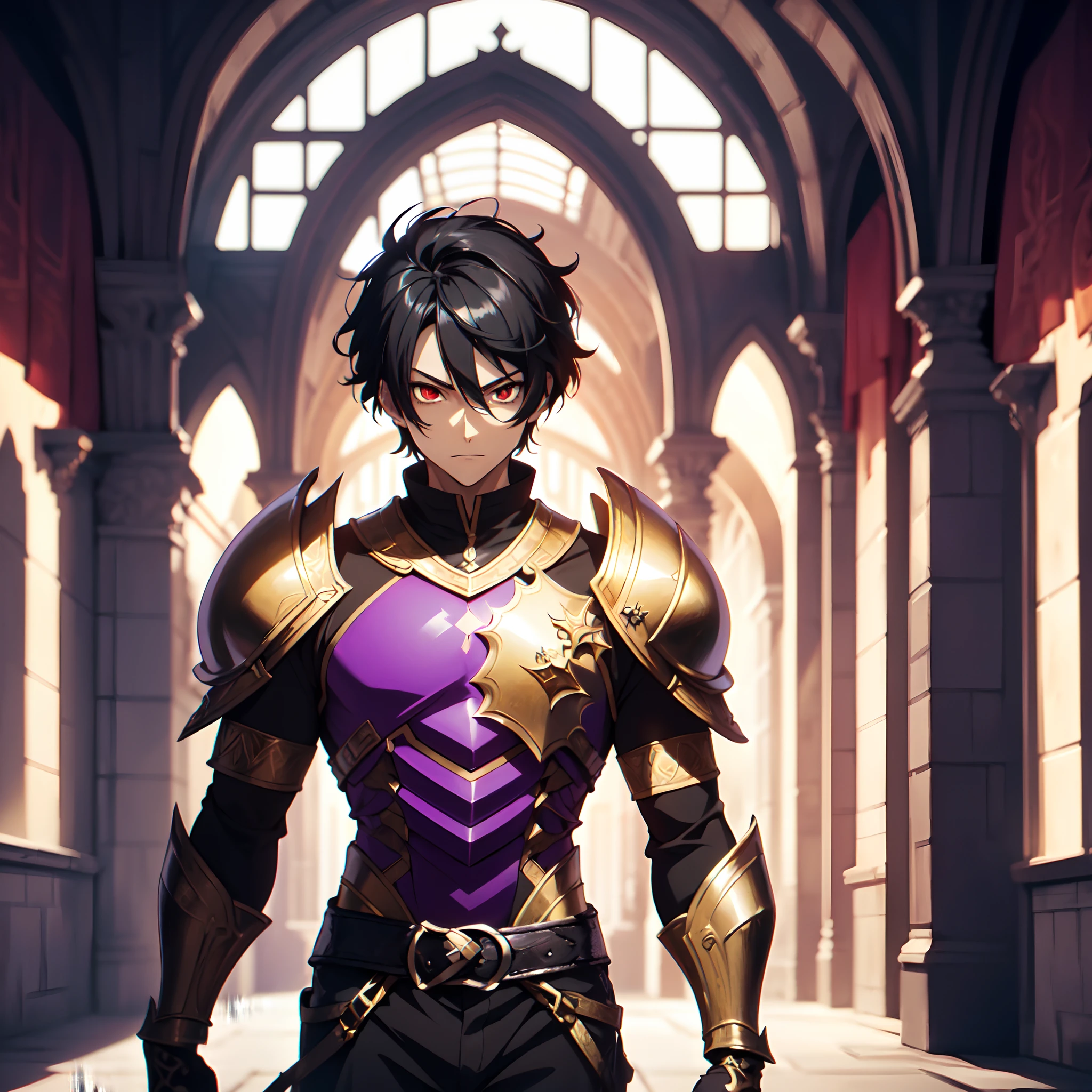 128K Ultra High Definition,
128K Ultra High Quality,
128K Ultra High Resolution,
Best Definition,
Best Quality,
Best Resolution,
Perfectly Detailed,
Perfectly Designed,
Extremely Detailed,
Extremely Designed,
Hyper Detailed,
Hyper Definition,
Hyper Quality,
Hyper Resolution,
Masterpiece,
(((Anime))),
Body Shot,
(((Boy))),
Handsome,
Muscular Body,
(((Black Short Hair))),
(((Red Eyes))),
(((Hyper Detailed & Perfectly Designed With Ultra High Quality Purple Warlord Armor))),
(((Inside Of Medieval Royal Palace Background Scenery))),