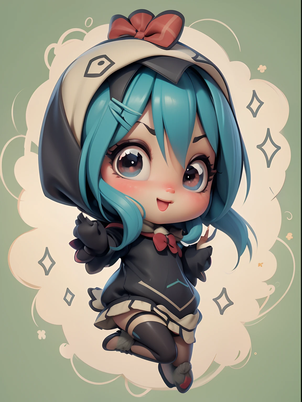 Create a series of loli chibi style dolls with a cute Christmas theme, sorridente e fofo, each with lots of detail and in an 8K resolution. All dolls must follow the same solid background pattern and be complete in the image, mostrando o (corpo inteiro, incluindo as pernas: 1.5)

Boneco Natal: Chame-a de Beto. Ela deve ter cabelos em tons coloridos e natalinos. Seus olhos devem ser grandes e brilhantes, with long eyelashes and rosy cheeks. Must be dressed in a jumpsuit in Christmas tones. She should wear a hat and have Christmas accessories on hand, while in the other has nothing. Don't forget the details, com detalhes coloridos e enfeites encantadores, sapato bonito

Certifique-se de adicionar sombras, texturas e detalhes nos cabelos, roupas, Cute accessories of each doll, to make them even more adorable and charming.