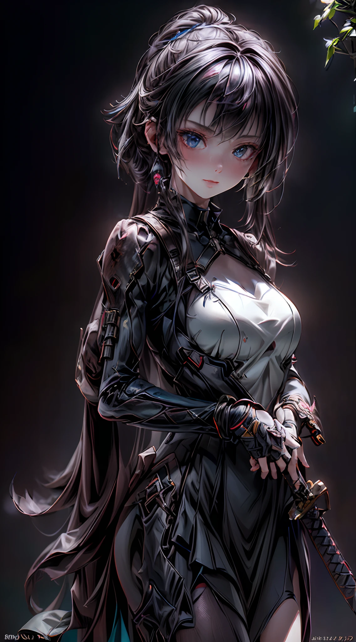 A woman with long hair and a sword in her hand - SeaArt AI