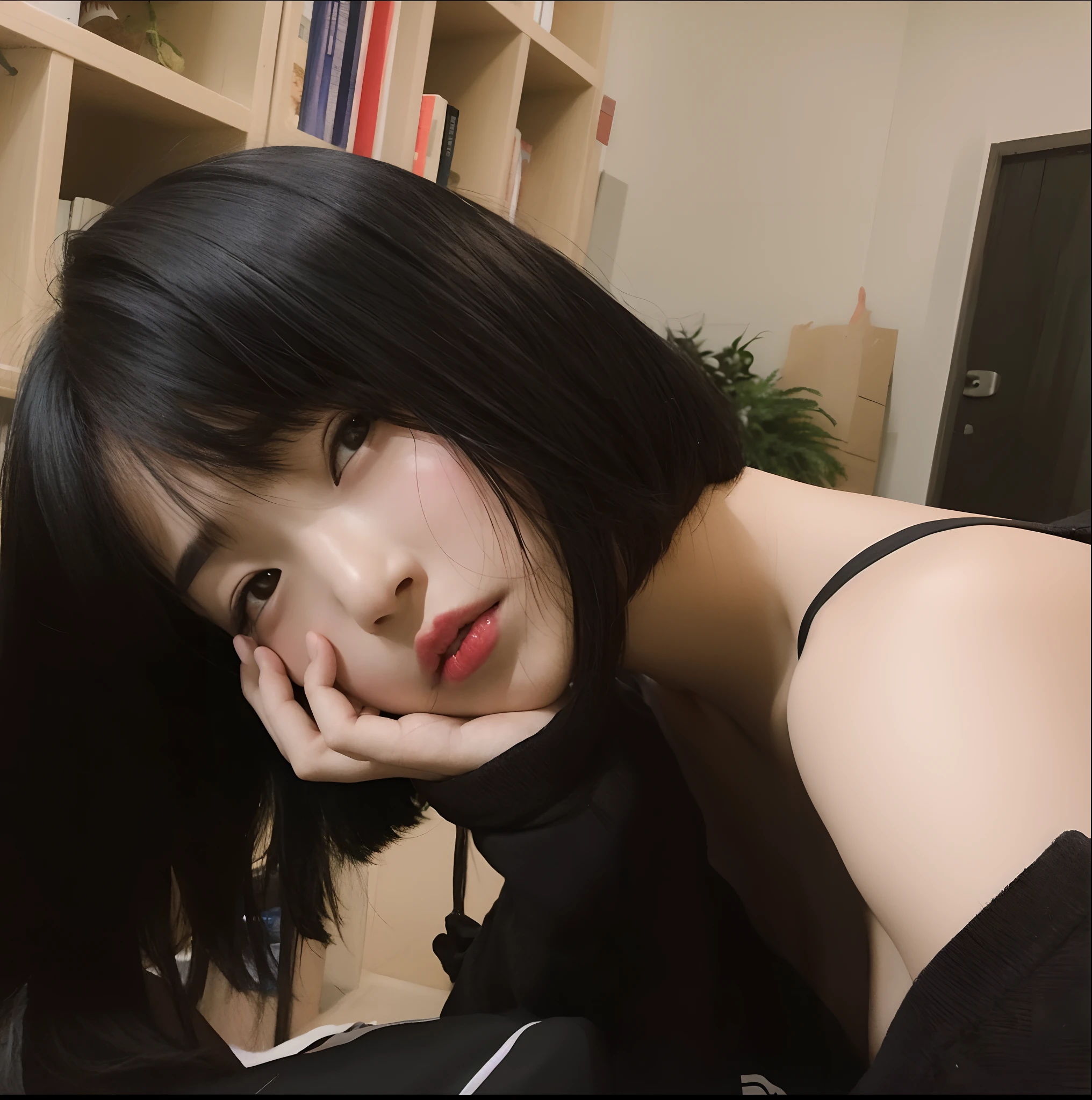 Asian arafed woman with a pink top and black hair, coreana, Mulher sul-coreana bonita, korean face features, Ulzzang, young adorable korean face, Beautiful Asian girl, mulher coreana jovem bonita, linda mulher coreana jovem, korean symmetrical face, meninao-fino-cara, Ela tem cabelo preto com franja, young cute wan asian face