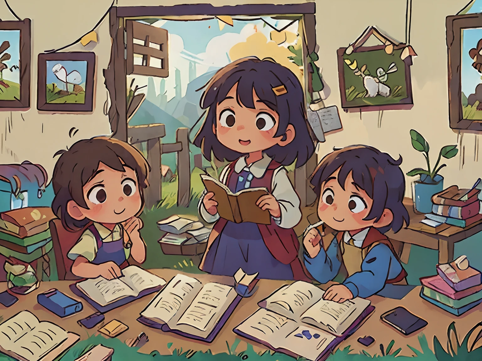 Poor children in rural areas,Next to it is the sheepfold,Opened the door to book making