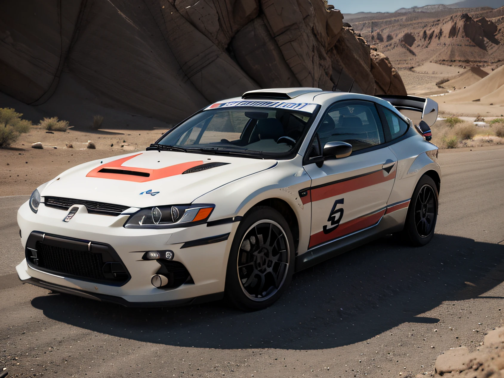 1 car, rally car, fast car, desert, liveries, ultra sharp image, high definition, cinematic lighting, high resolution, high quality, 8k, neoprene, ultra sharp focus