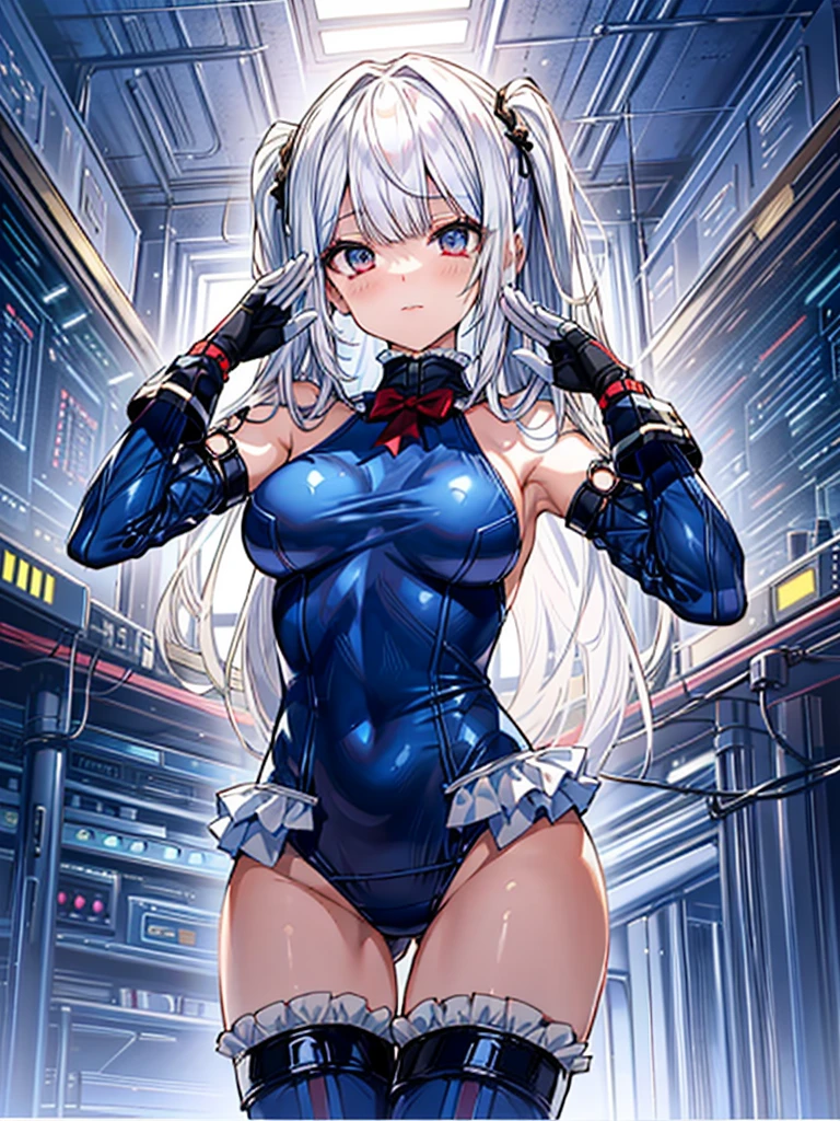 (1girl in, (digital) ( (Inside the complex base of the future:1.5), medium breasts, (fril swimsuit, thighs thighs thighs thighs, Detached sleeves)) , Best Quality, marierose,、Hypnorola
Eyes in the sky、1girl in,Emotionless facial expressions,,Angle from the front,saluting