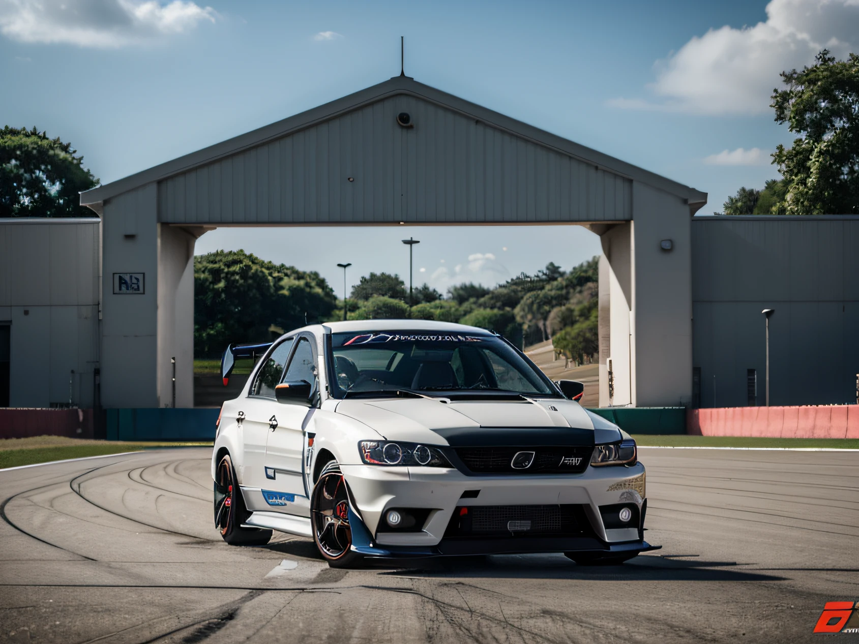 1 car, lancer evolution, touring car, fast car, track, circuit, liveries, ultra sharp image, high definition, cinematic lighting, dynamic image, high resolution, high quality, 8k, neoprene, ultra sharp focus