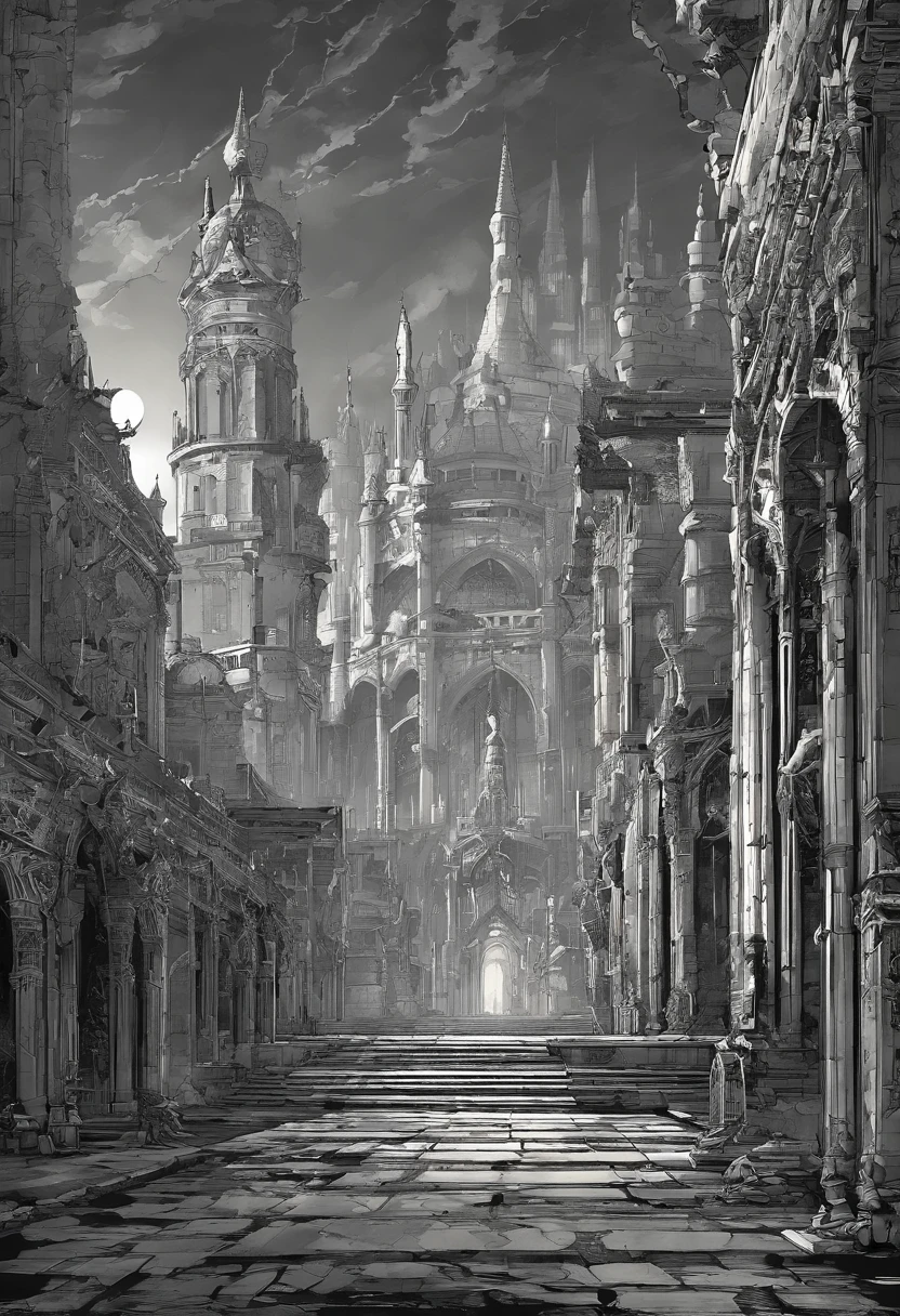 A black and white photo of a large building with a clock tower - SeaArt AI