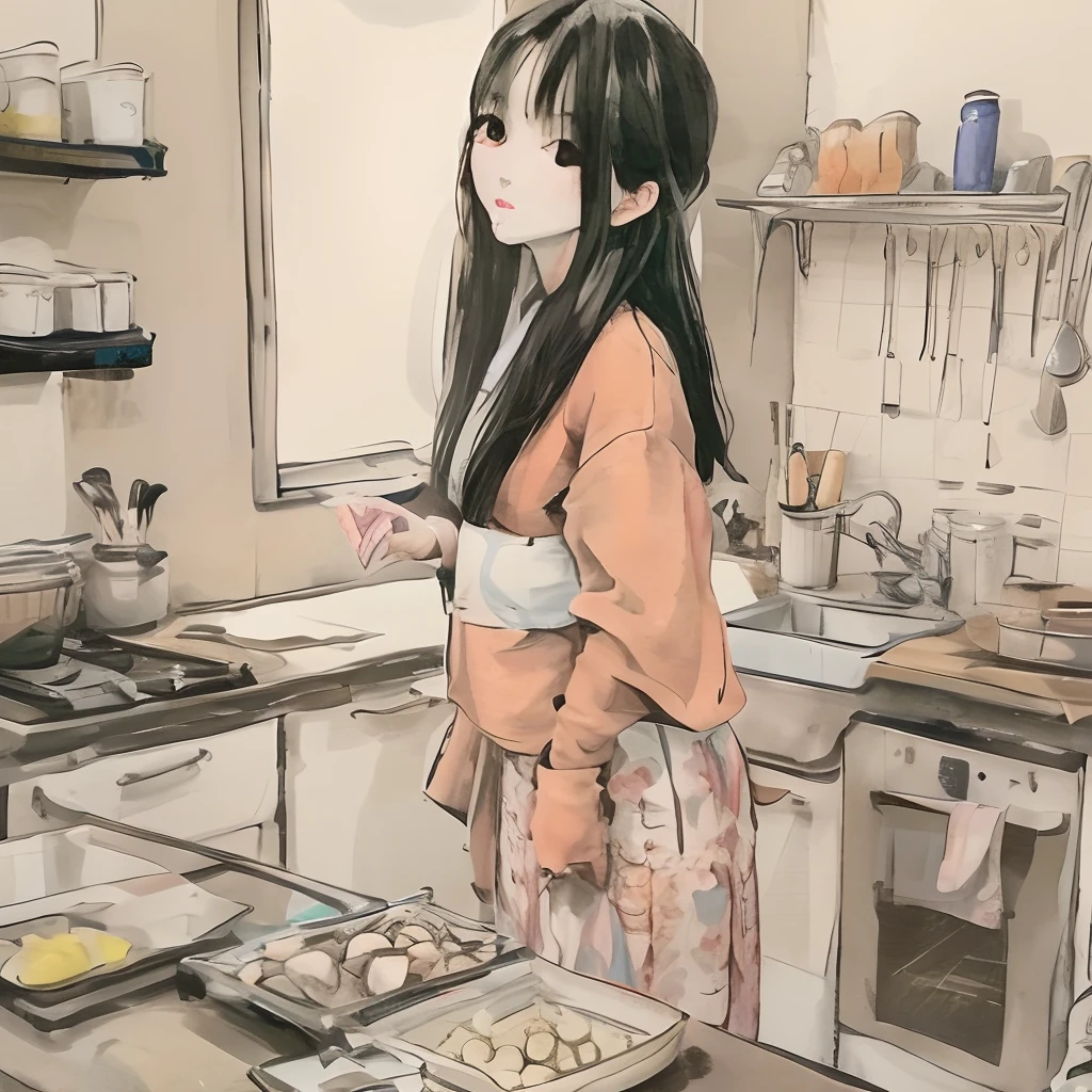 Big tit japanese girl getting in the kitchen