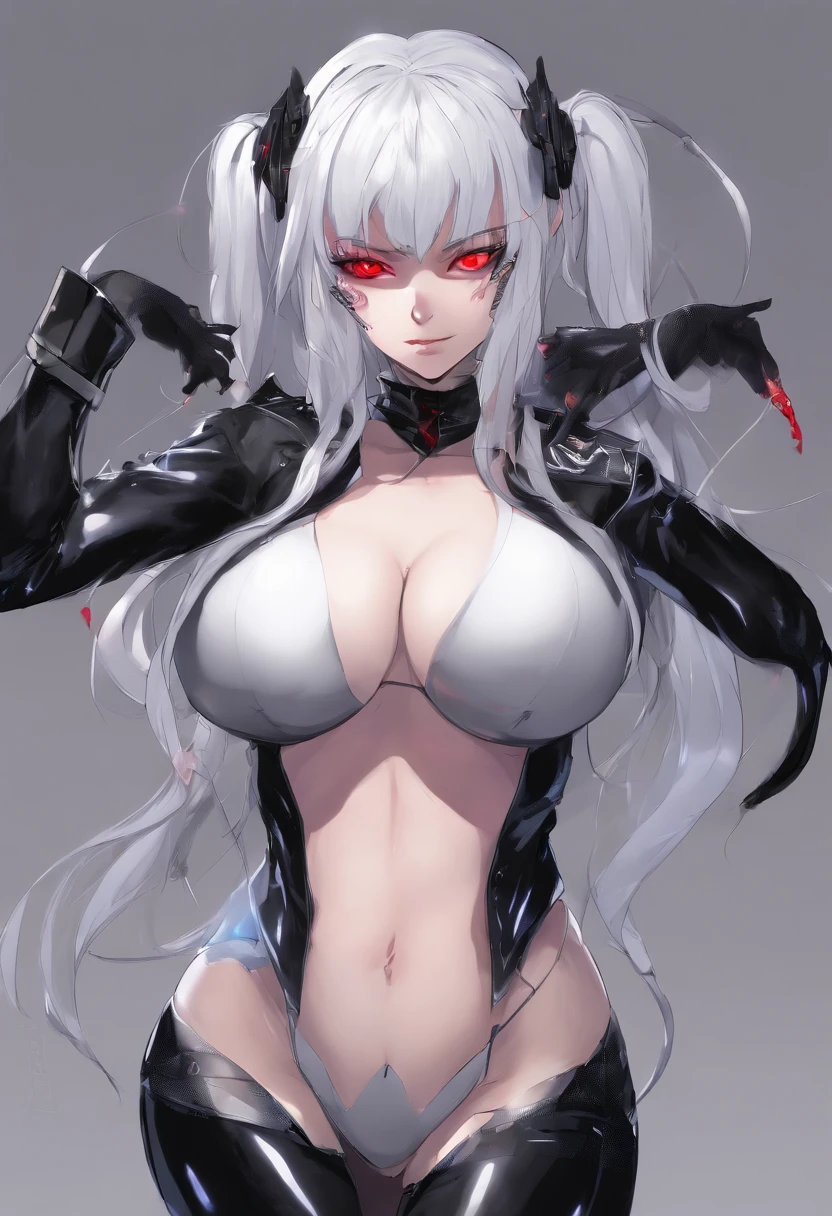 (Silver hair: 1.3), (Twin tails), (Red eyes: 1.3), (Vampire fangs: 1.3), (Very cute and beautiful naughty girl: 1.3), Gorgeous and detailed background, HENTAI illustrations, A devilish beautiful girl, overwhelmingly erotic,
BREAK,
Beautiful illustrations, highest quality, (cute female student: 1.3, white: 1.3), masterpiece, (glossy skin, shiny skin, shiny skin, bright eyes) ((blush)),
BREAK,
(Red eyes: 1.5, White skin: 1.1), (Beautiful, 14 years old: 1.5), Slim, Slender, (Small breasts), (Beautiful face: 1.3), (Ash hair: 1.3) ), (White hair: 1.3) , (Silver hair: 1.3),
BREAK,
(Elegant black full lace gothic dress), (Latex corset), (Black latex stockings), (Knee high, stilettos over boots), (Very detailed clothes),
BREAK,
(Pose that emphasizes buttocks: 1.4), Temptation, Extremely lewd girl, Bitch, JIRAIKEI, Beautiful thighs, (Provocative expression), (Viewer: 1.3), (Immorality: 1.5), (NSFW), Fantasy, Glossy skin, mid-journey, anime, butt focus,
Arms behind, arms above head, beautiful thighs, (provocative expression), (looking straight at the viewer), (viewer: 1.3), (upper body: 1.3), angle from above, Simple black background, (((immoral:1.5))), (SFW), fantasy