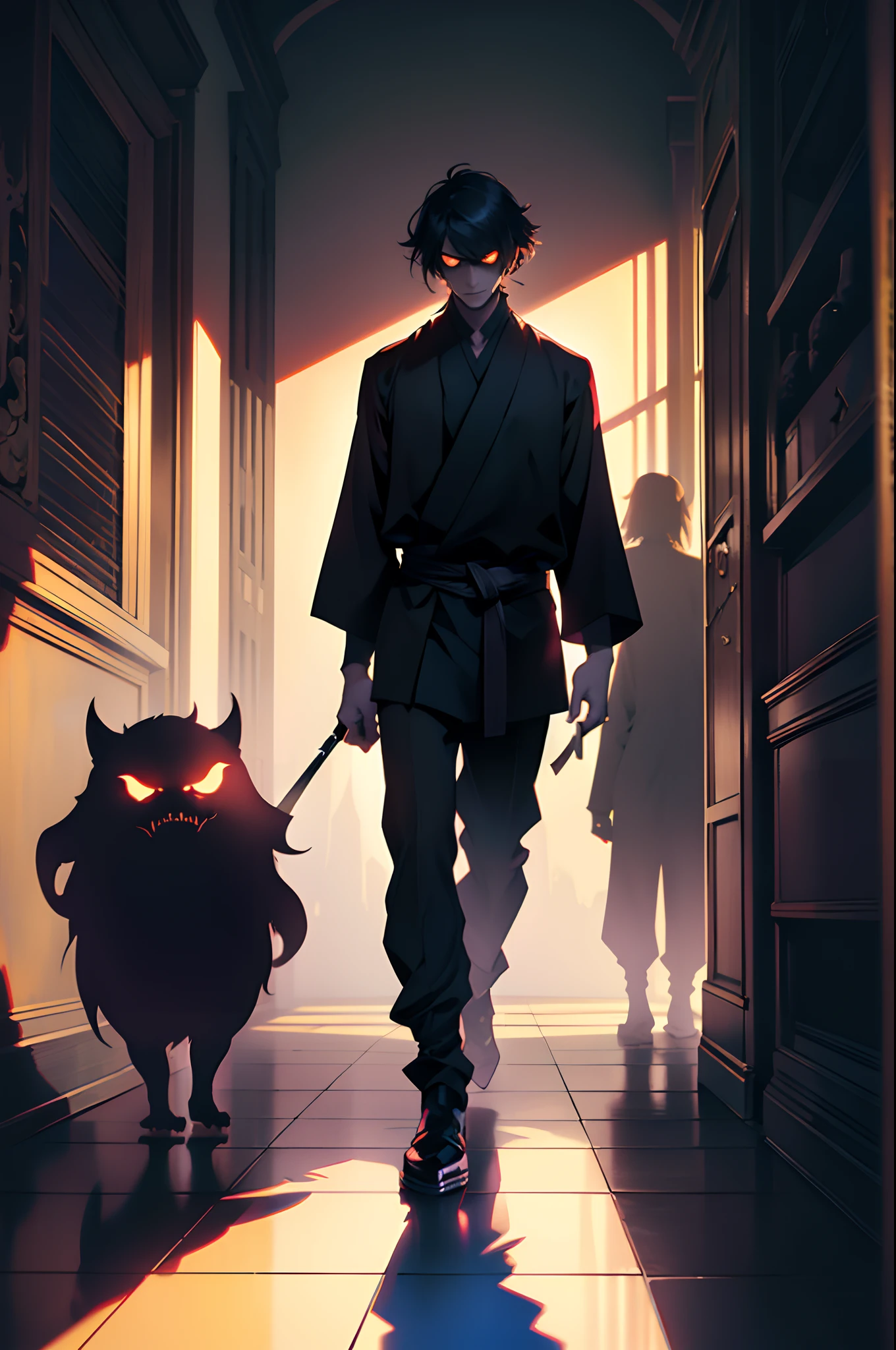 ombre, Scary Shadow, in full height, villain, scoundrel, monster, Fully Shadow, The Whole Shadow,Yu is not a human, Completely, ombre