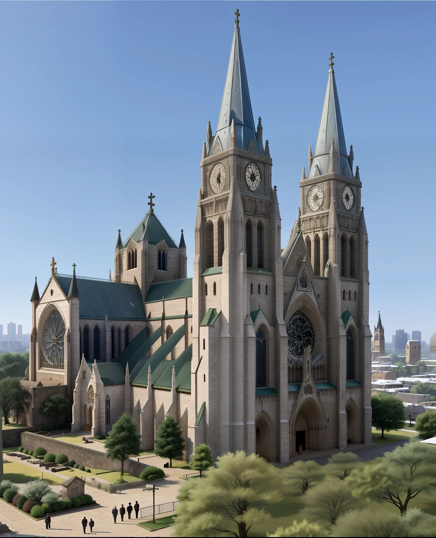 A Cathedral with some trees around it