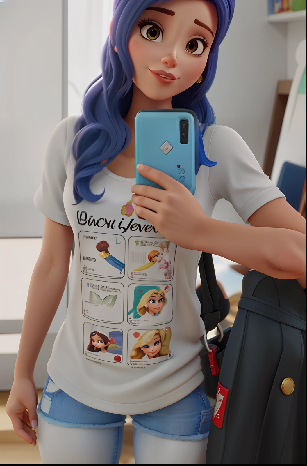 mulher linda dos cabelos pretos, fleshy lips, no estilo Disney Pixar, alta qualidade, melhor qualidade