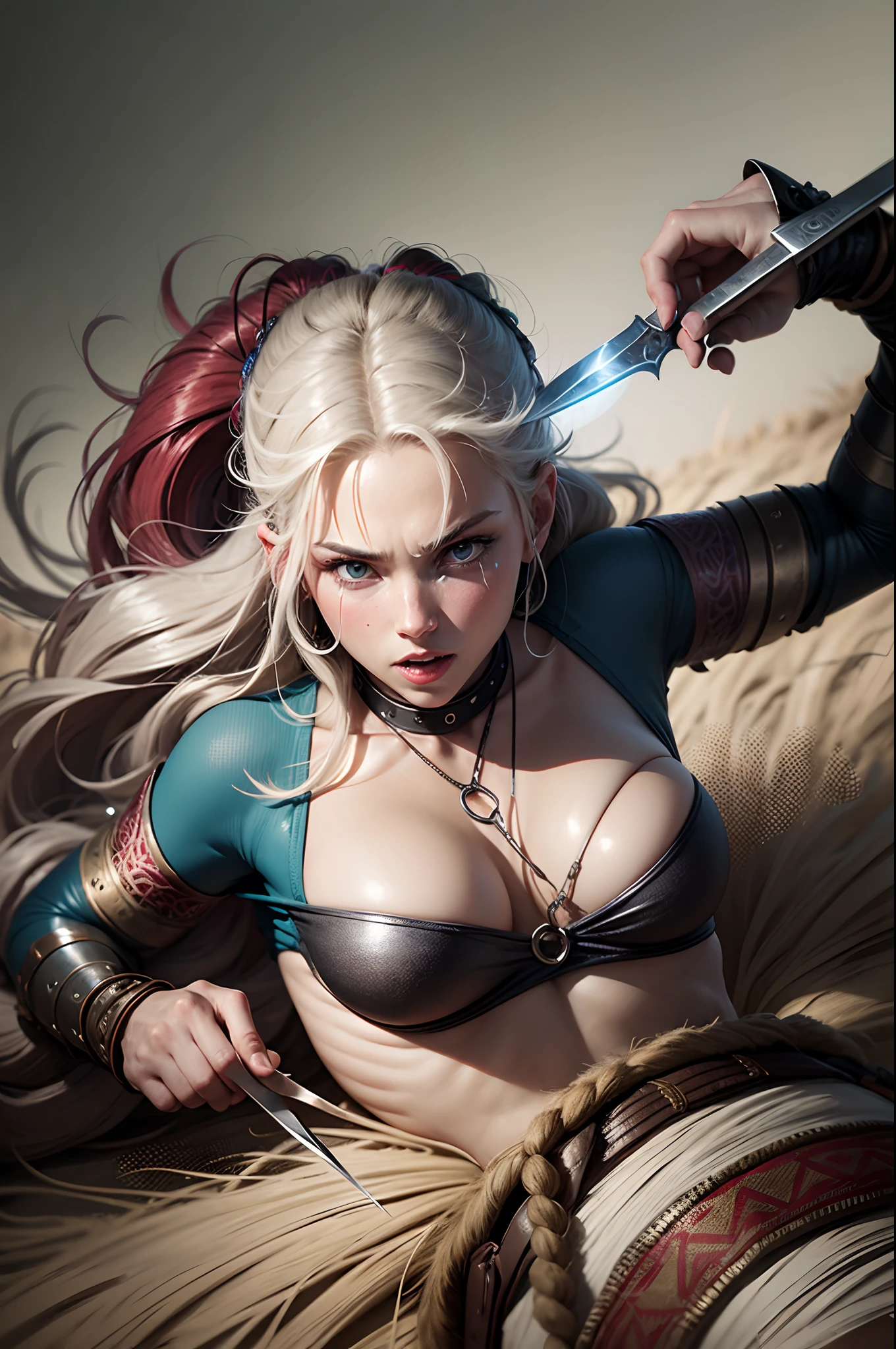 Female viking getting stabbed in the back by her tribesmen --auto --s2