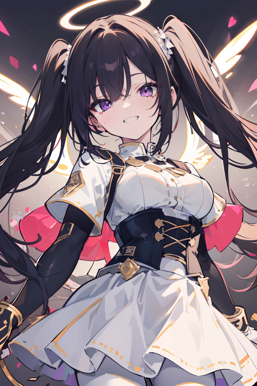 highest quality、Very delicate and beautiful、Very delicate and beautiful、(Beautiful eyes)、Pink Eyes、I、I、、13 years old 、Japanese、、Chiquita、(armor)、(Black Hair)、((Pink leotard))、(High leg)、Tiara on head、Laughter、standing、Look forward、((The background is the deep sea))