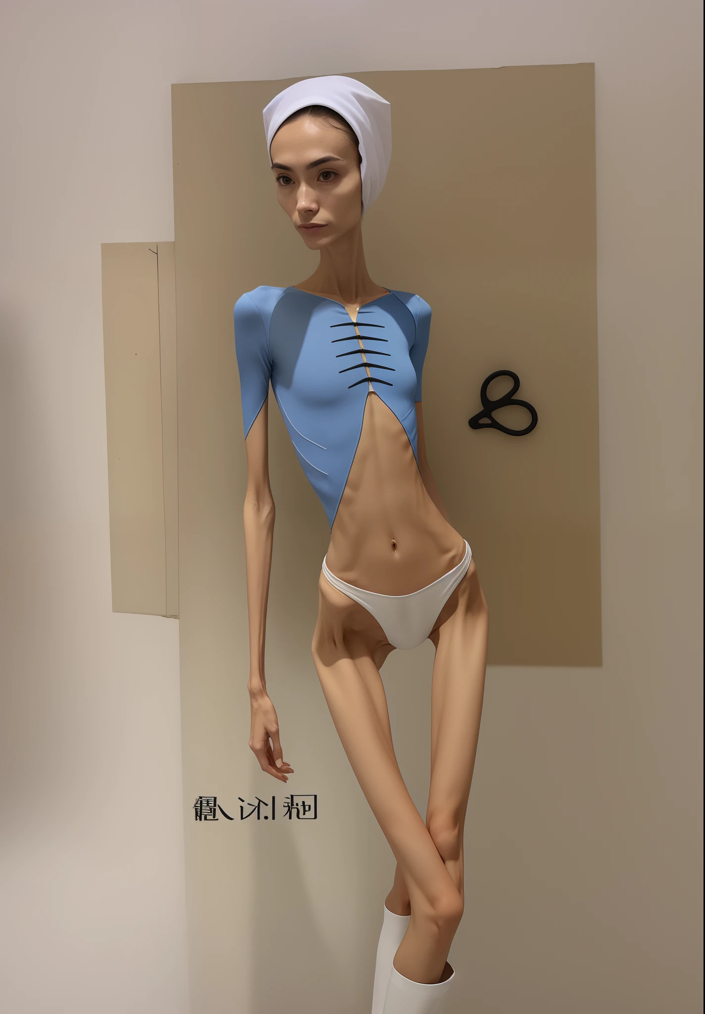 Emaciated body and hungry stomach,Very slim waist and legs,Thin figure,Sunken abdomen,tightsuit