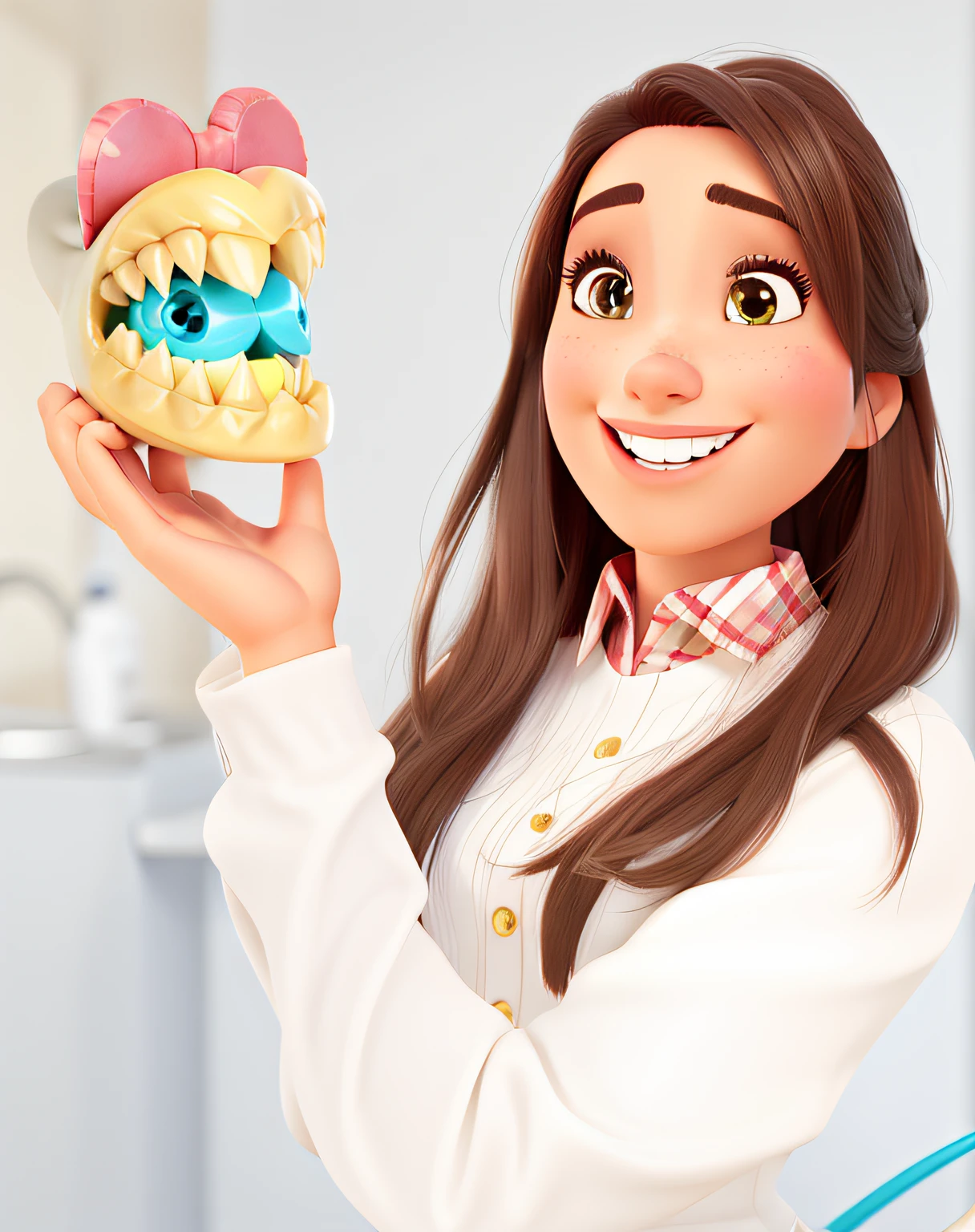 Uma mulher bonita e dentista estilo disney pixar, alta qualidade, melhor qualidade