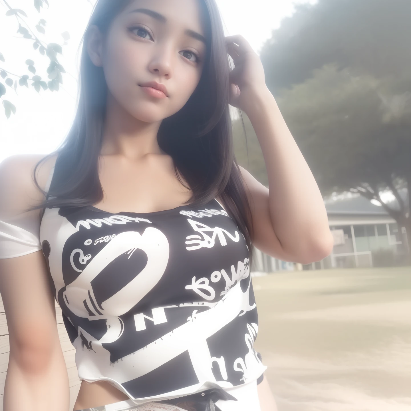 There's a woman who's posing for a photo in just her panties and bra, She's very beautiful and hot, ela tem 16 anos