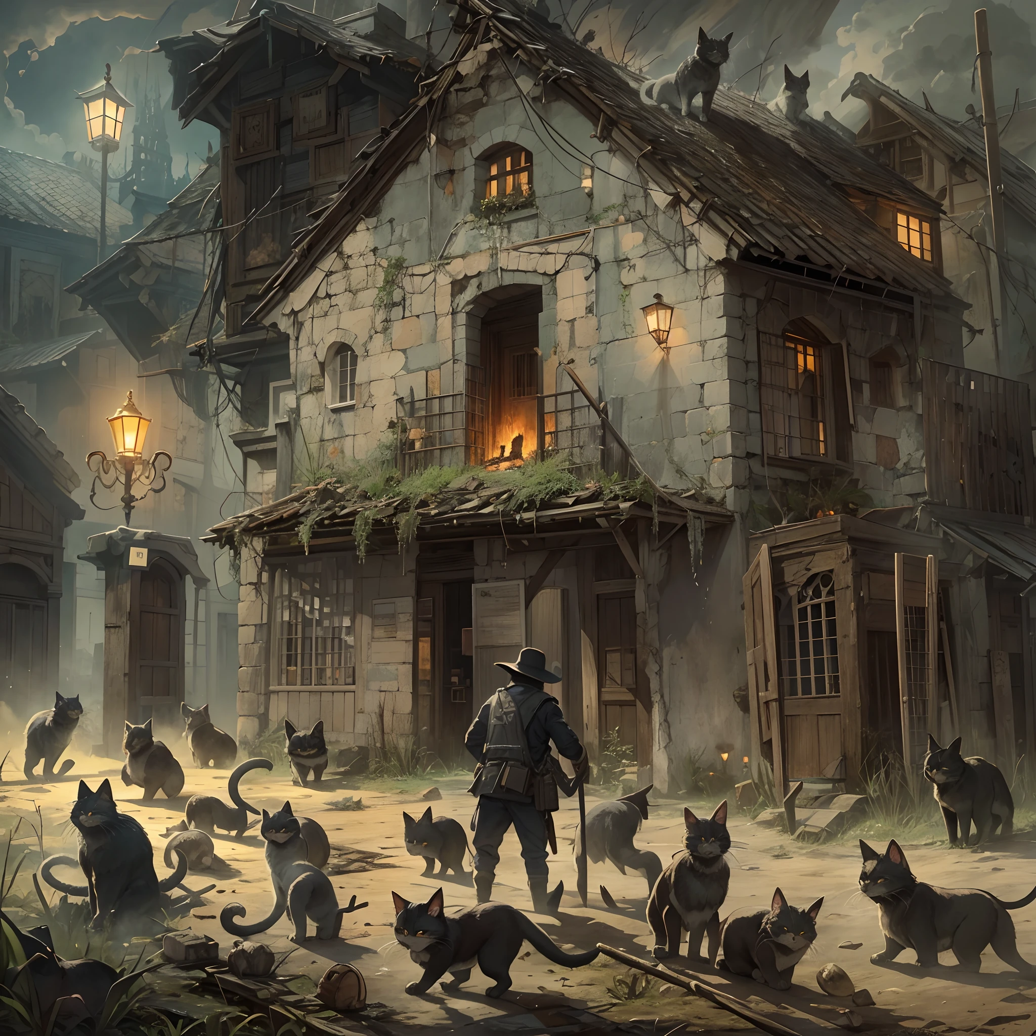 Casa embrujada,casa de las brujas,infierno,caldero,pociones,tetrico,miedo,varias brujas,horrible aspecto,casa vieja,cosas rotas,pociones fosforesentes,brillos,escobas,armas,peligro,escapar con vida,gato mutante,montruos,demonios,