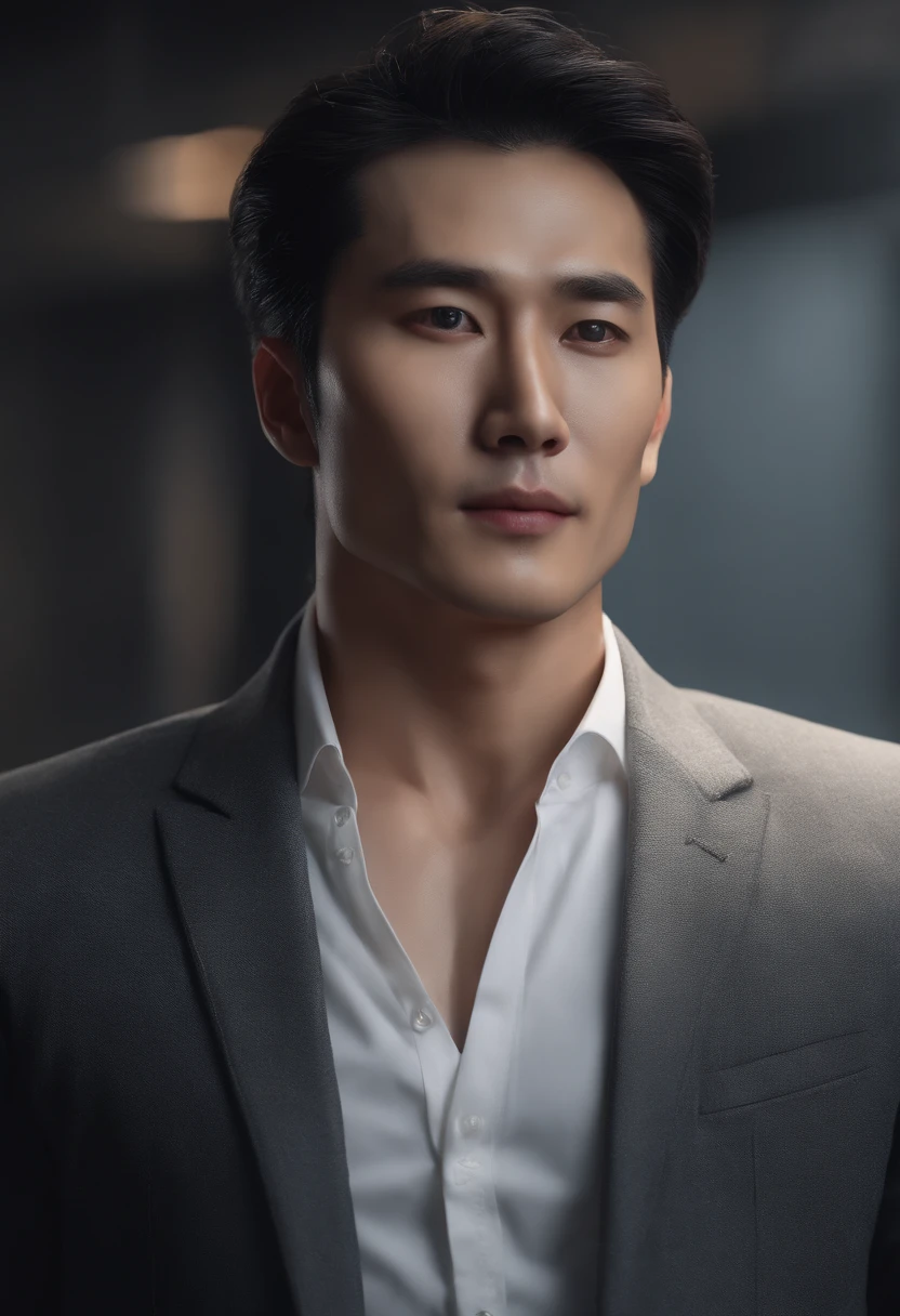 Chinese man in a white shirt, Best quality,4K,8K,Very attractive man with both hands,30 age old, Pores are clearly visible,tidy hair, adolable, Breathtaking, hentail realism, ultra-realistic image, Extreme oppression,facial closeups,Soft portrait shot 8 K, Very detailed portrait,Hyper-realistic style, , Ultra-realistic portraits,Gray hair,Elegant suit, with her mouth open,