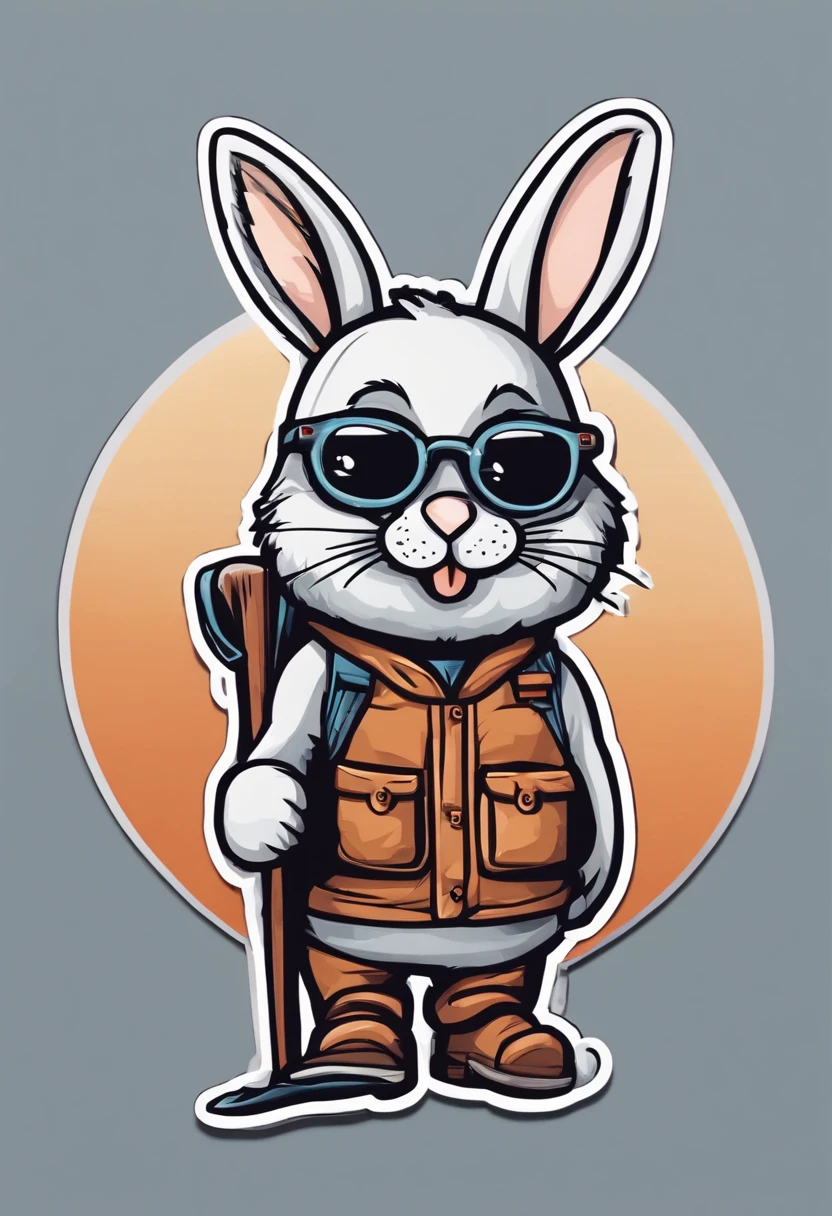 cool cute bunny skis sticker