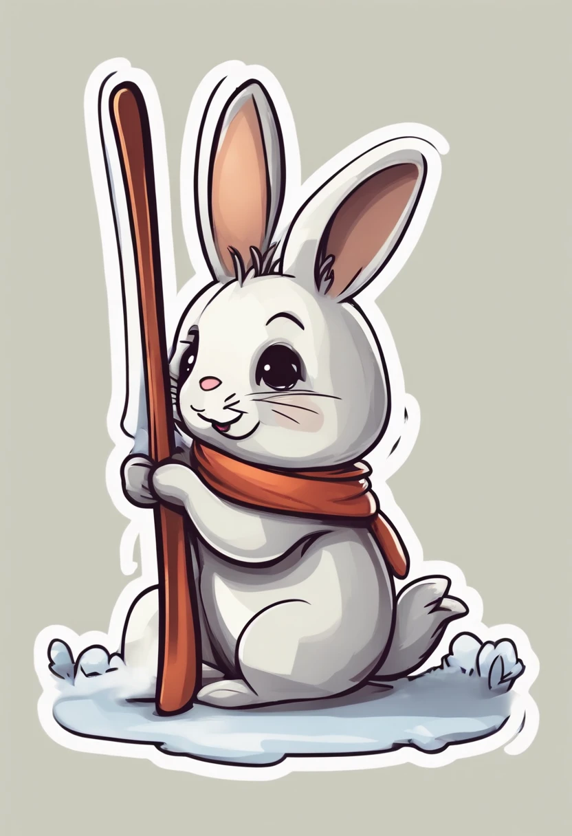 cool cute bunny skis sticker